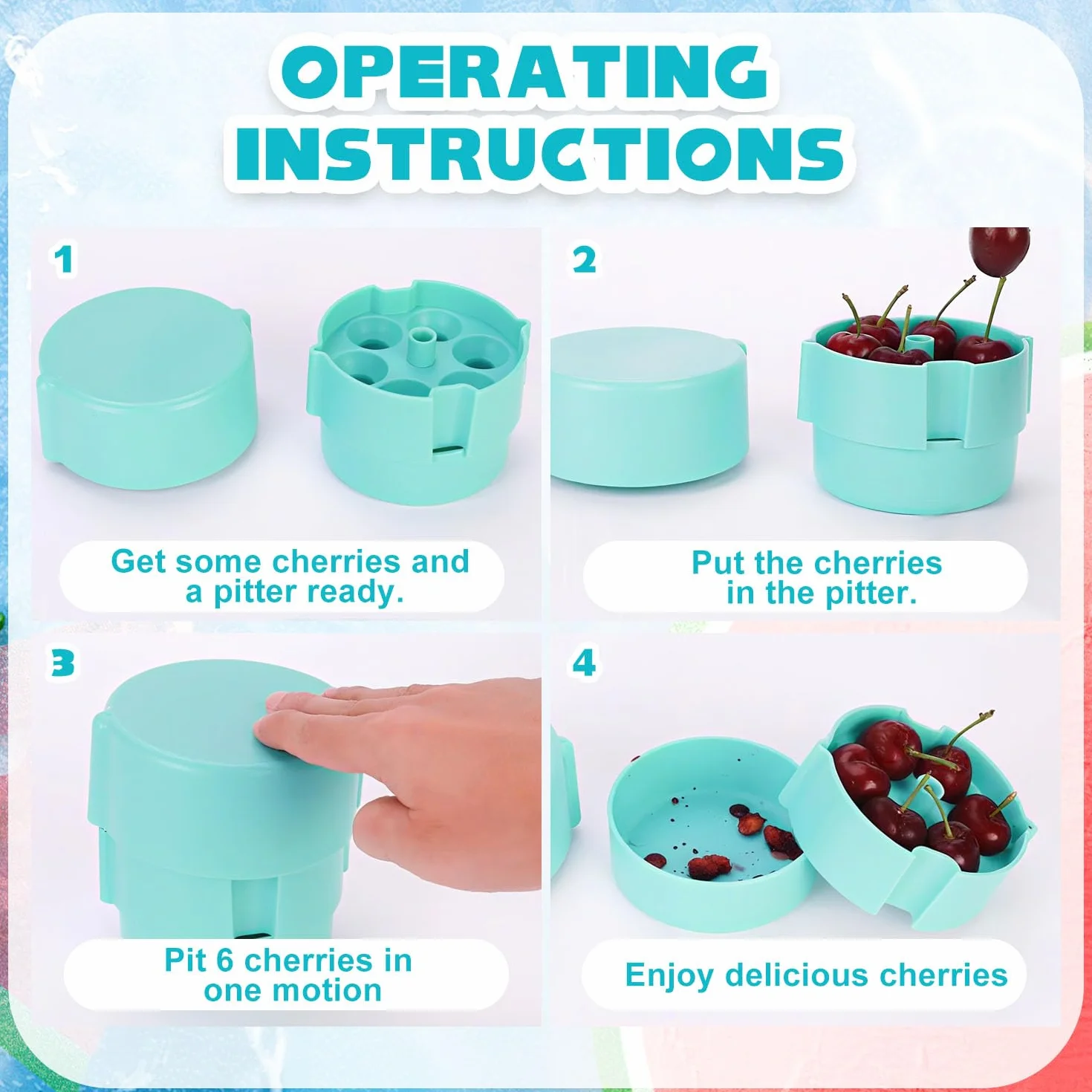 Dénoyauteur Pour Cerises Type Poussoir avec Bac de Récupération, Outil Multi pour Olives et Prunes