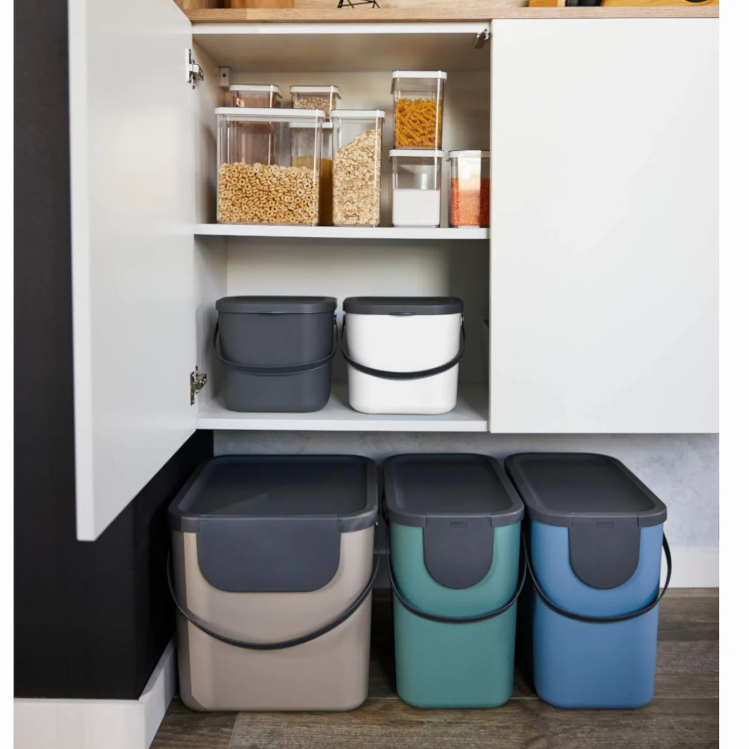 Rotho Albula Jeu de 2 systèmes de tri des déchets 40l Plastique sans BPA anthracite bleu