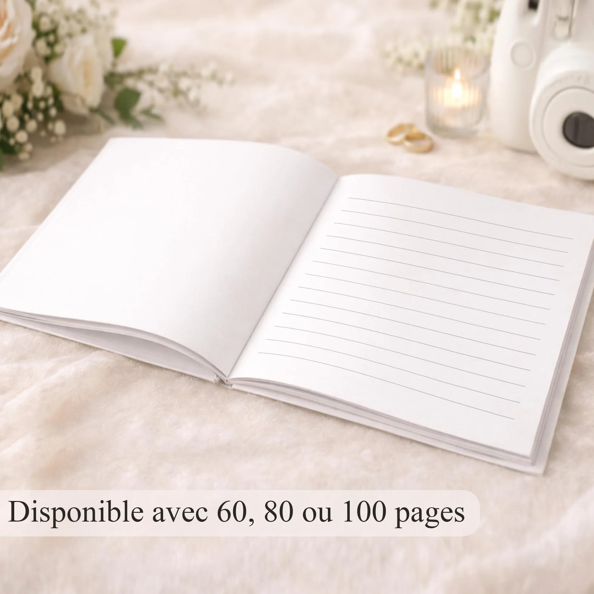 Livre d'or mariage personnalisé couverture rigide 60 pages