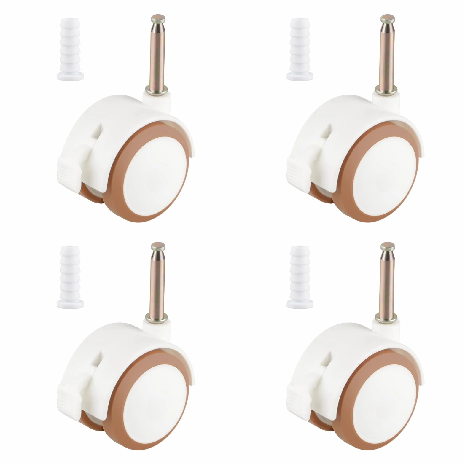 Roulettes pour meubles d'enfants DBREAKS 4 roulettes doubles avec frein 7 mm blanc