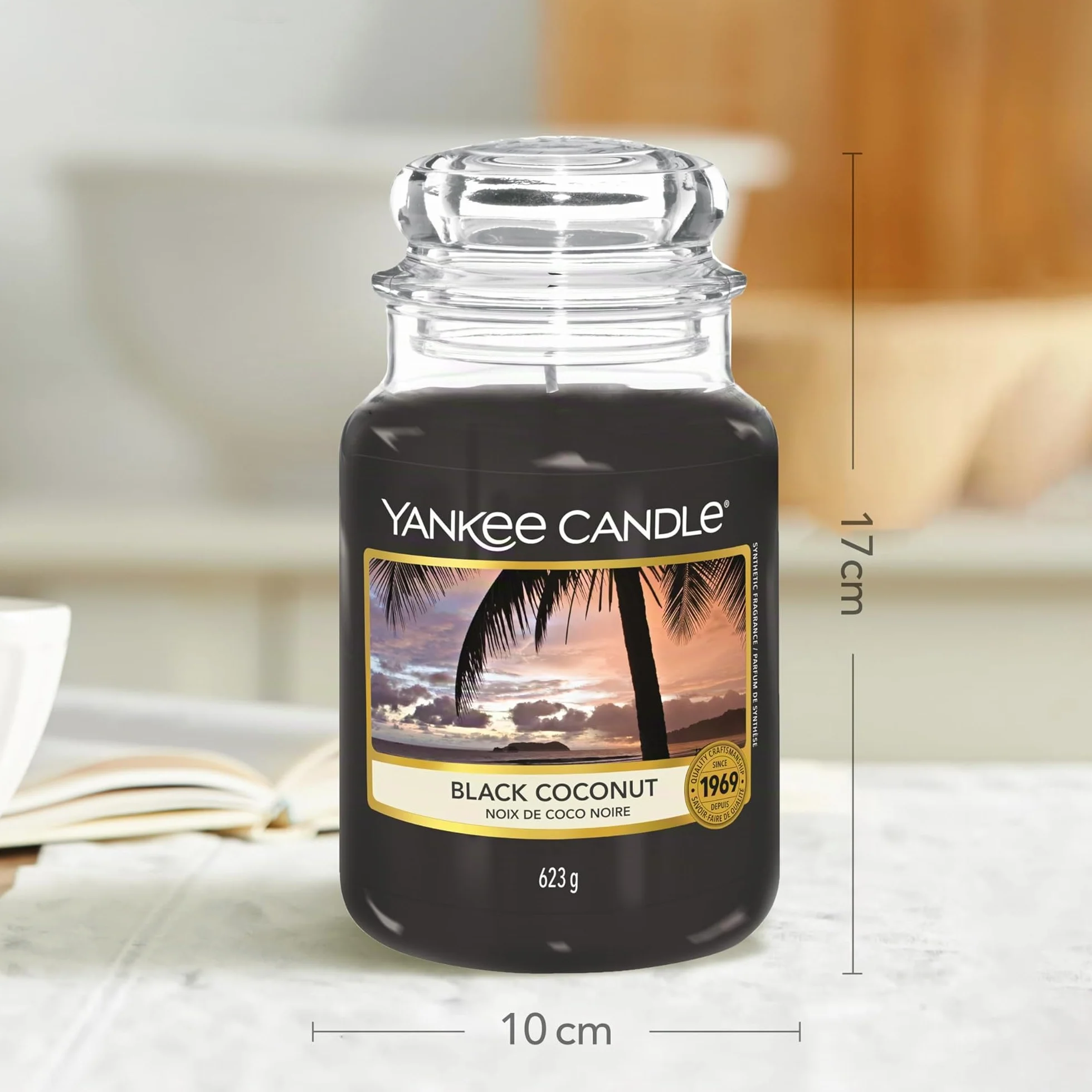 Yankee Candle Bougie Parfumée Noix de Coco Noire Jarre Longue Durée 150 Heures