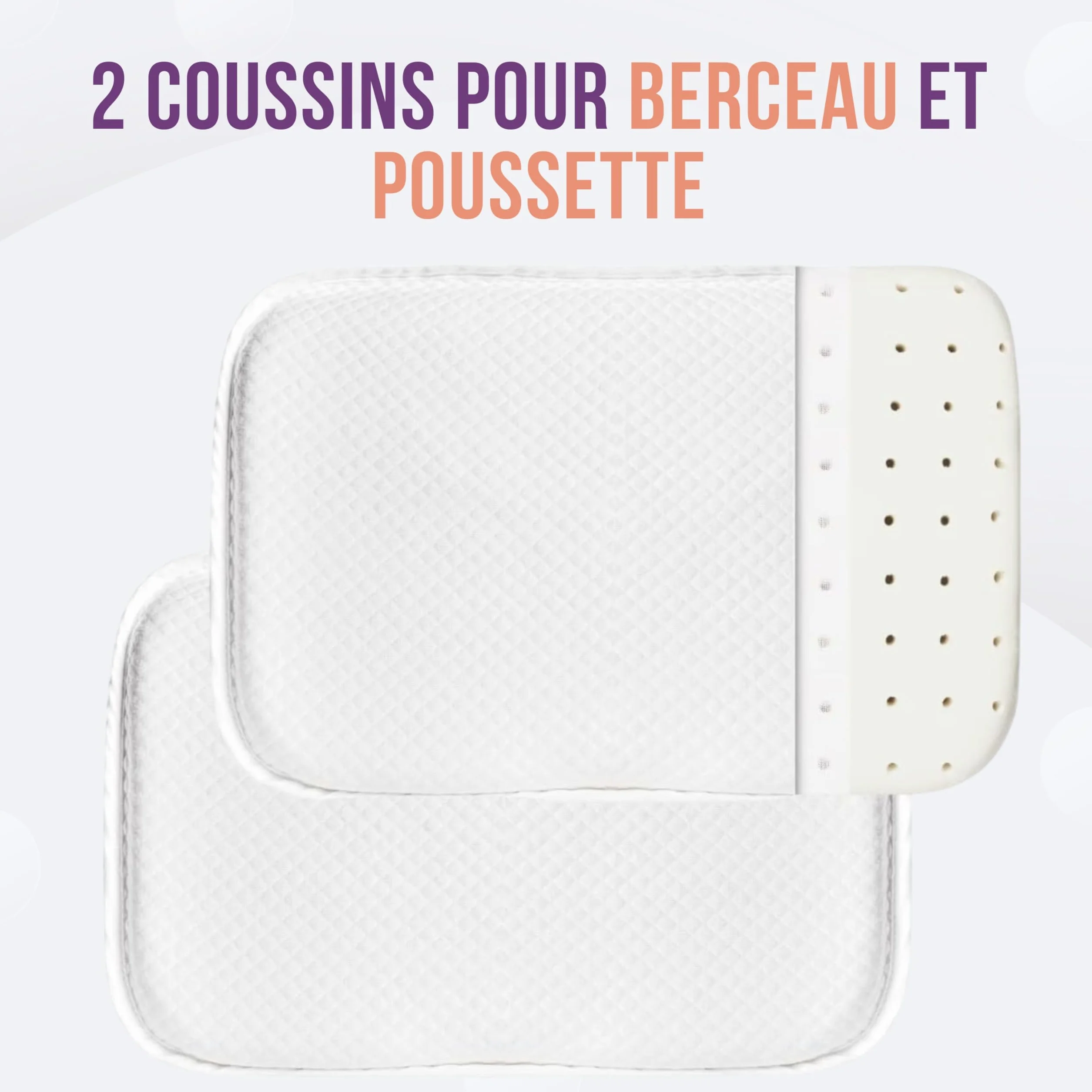 GOYSILA Lot de 2 Oreillers Bébé à Mémoire de Forme 30x20 cm Coussin Enfant Respirant Oeko Tex Coton Hypoallergénique Compatible Chicco Next2Me