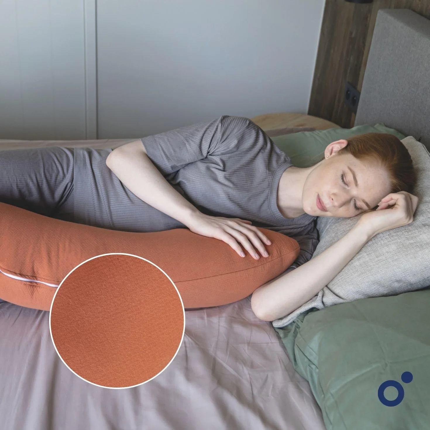doomoo Coussin de Grossesse & Allaitement Ultra Confort Tissu Bio Oeko-Tex Tetra Jersey Terracotta