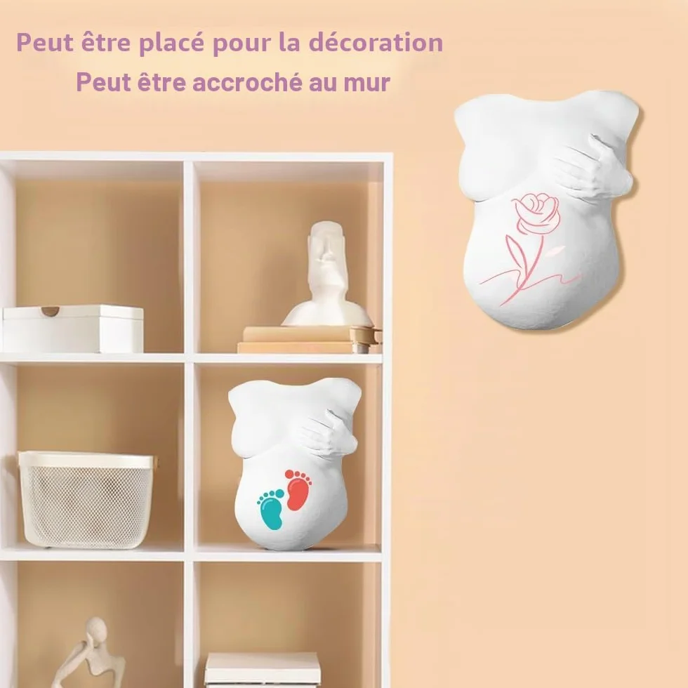 Kit Moulage Ventre Femme Enceinte, Bande de Plâtre avec Peintures et 2 Pinceaux, Sculpture pour Souvenirs de Grossesse