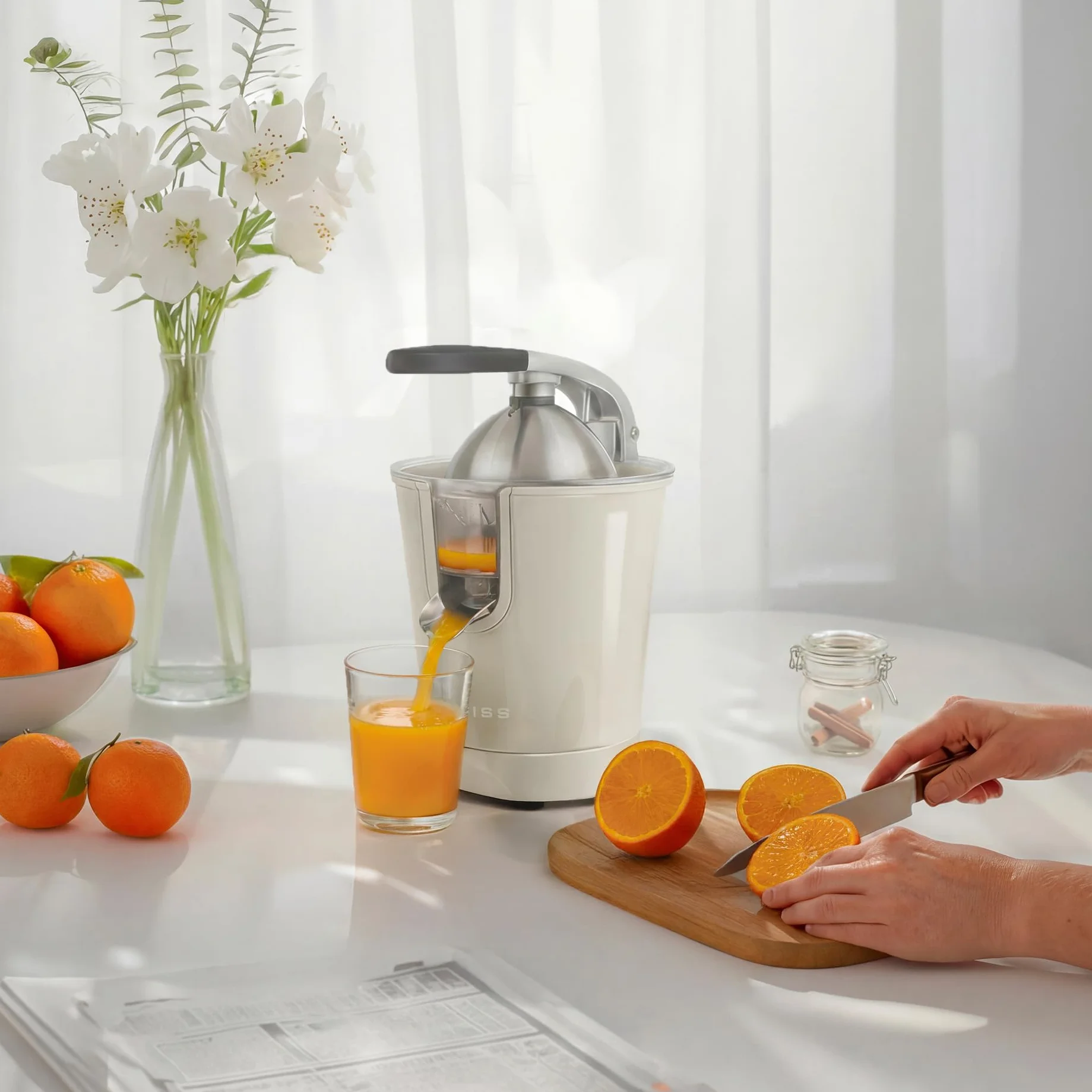SWEISS Presse-agrumes électrique professionnel ZEST8 160W Bec verseur anti-gouttes Compatible lave-vaisselle