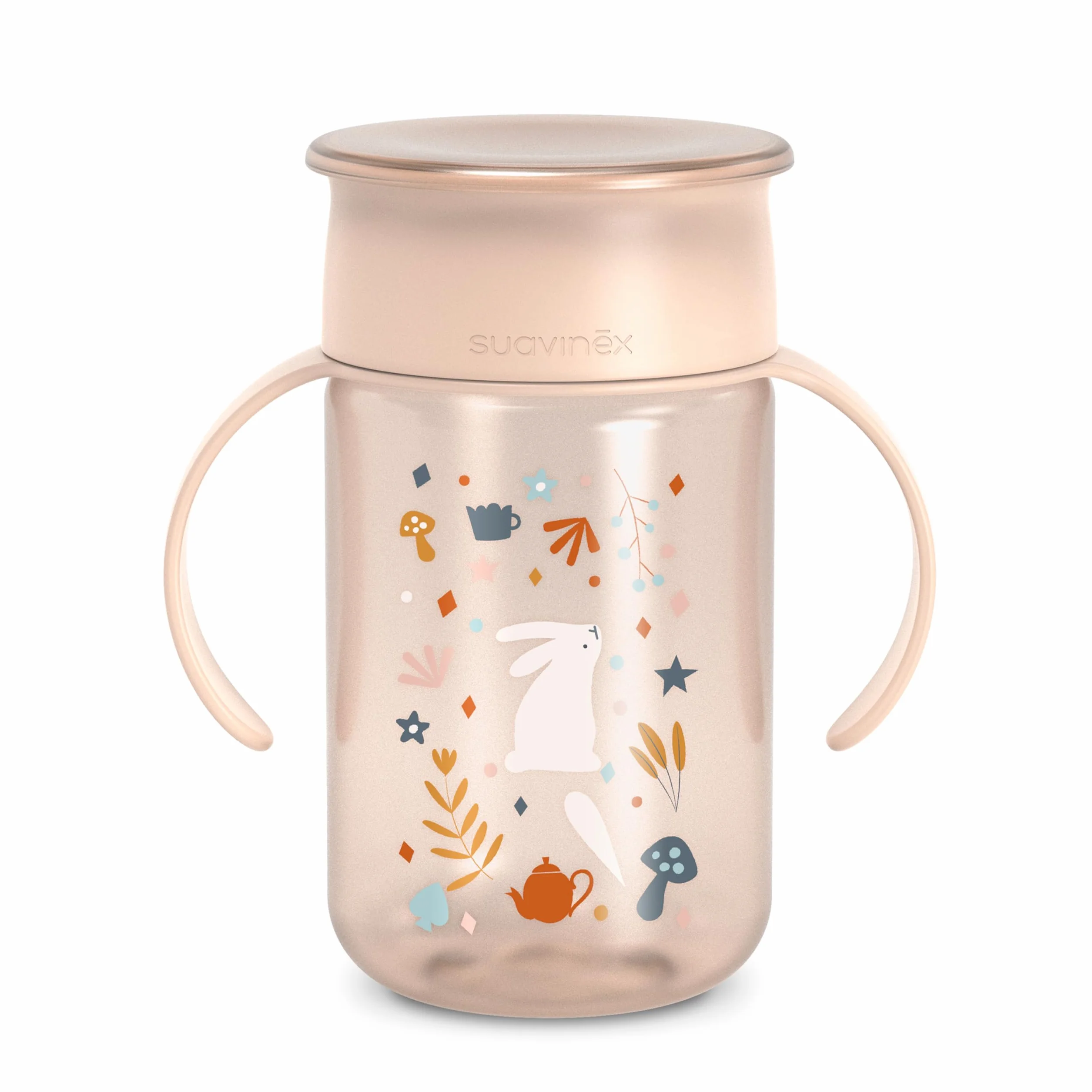 Suavinex Tasse Apprentissage Bébé Magic Cup 360° Antifuite 340 ml Rose +12 Mois
