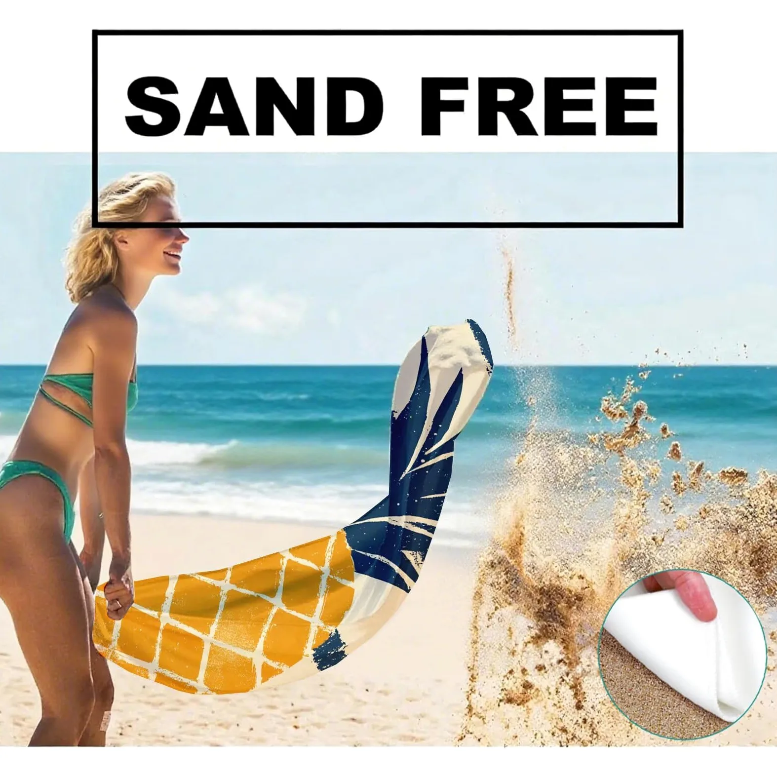 Serviette de Plage Microfibre Serviette Plage 100x220 2 Pack Séchage Rapide, Anti-Sable, Absorbante Fonction drap de plage xxl pour Bain, Sport, Voyages, Sauna, Piscine, Yoga, avec Sac Ananas Q-620