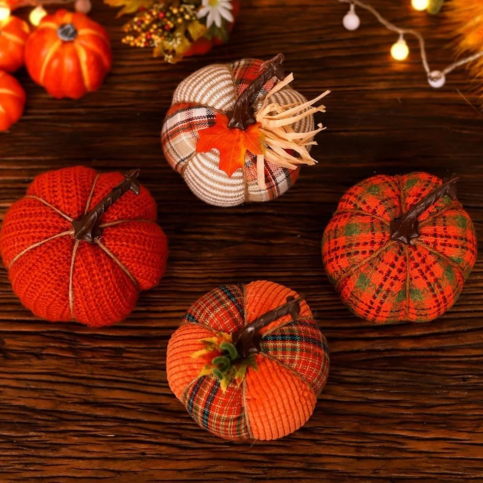 Citrouille Artificielle en Tissu, Coton PP, Décoration de Table Automne, Accessoire Photo