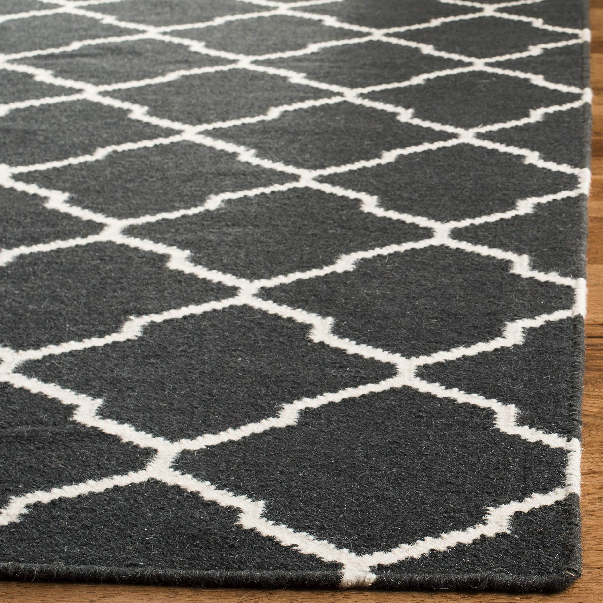 SAFAVIEH Tapis Contemporain pour Salon, Salle à Manger, Chambre à Coucher - Dhurrie Collection, Tapis à Poil Court, Chocolat et Ivoire, 91 X 152 cm