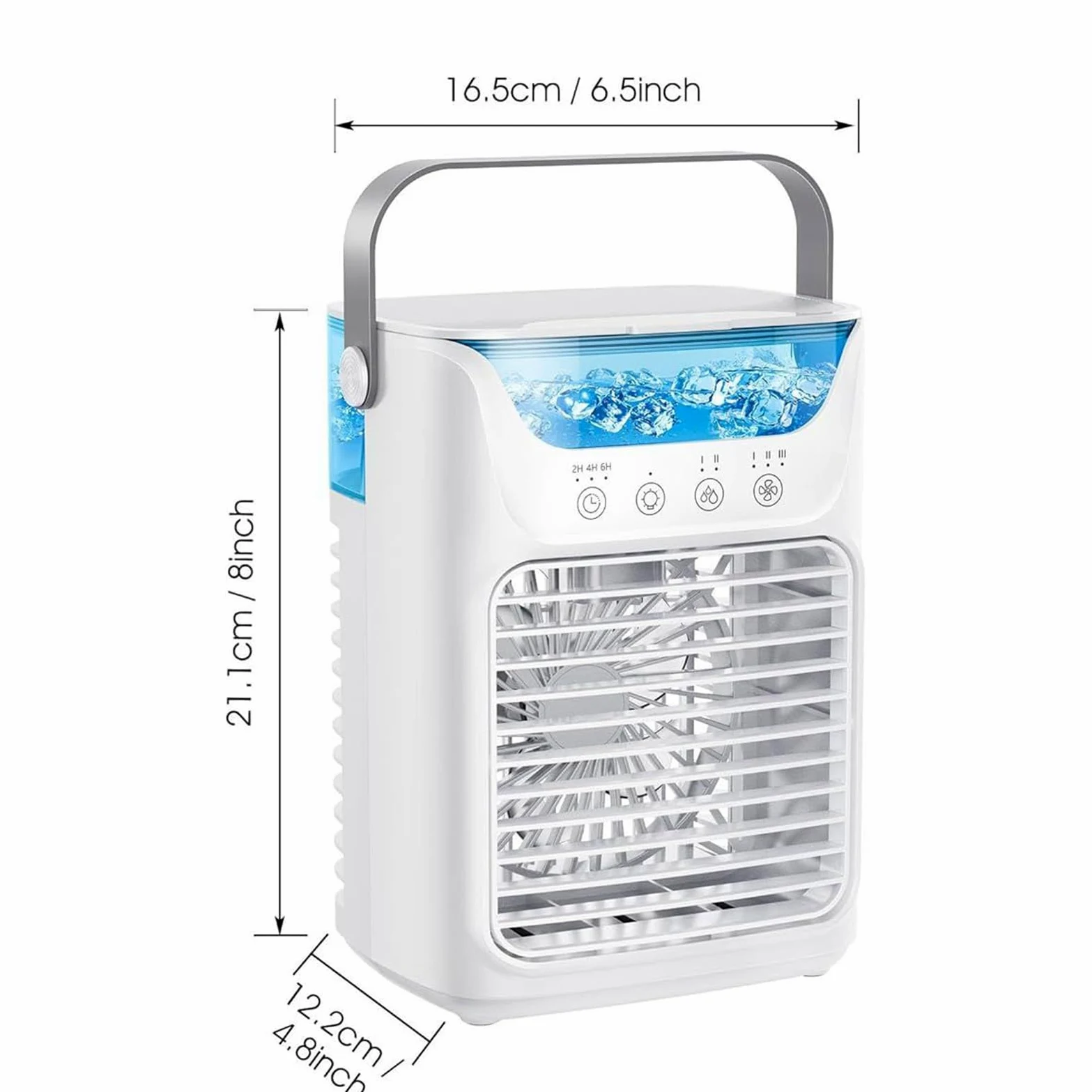 Ventilateur de climatisation portable, refroidisseur d'eau brumisée, 20,3 x 16,5 cm, 3 vitesses, design compact et rechargeable, dispositif de brumisation personnel pour bureau, table de chevet