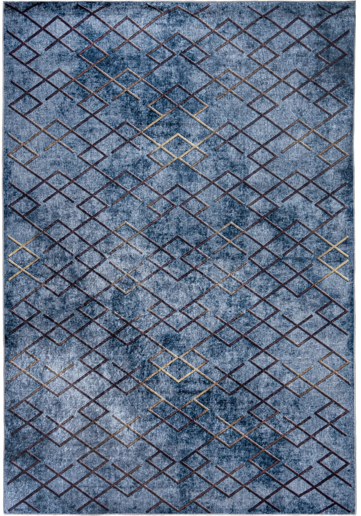 Mazovia Grand Tapis Salon 160x230cm Bleu Géométrique Élégant Antidérapant | Tapis pour Chambre Salle à Manger Bureau Lavable en Machine Anti-Allergène Chauffage au Sol Facile D'entretien Poils Courts