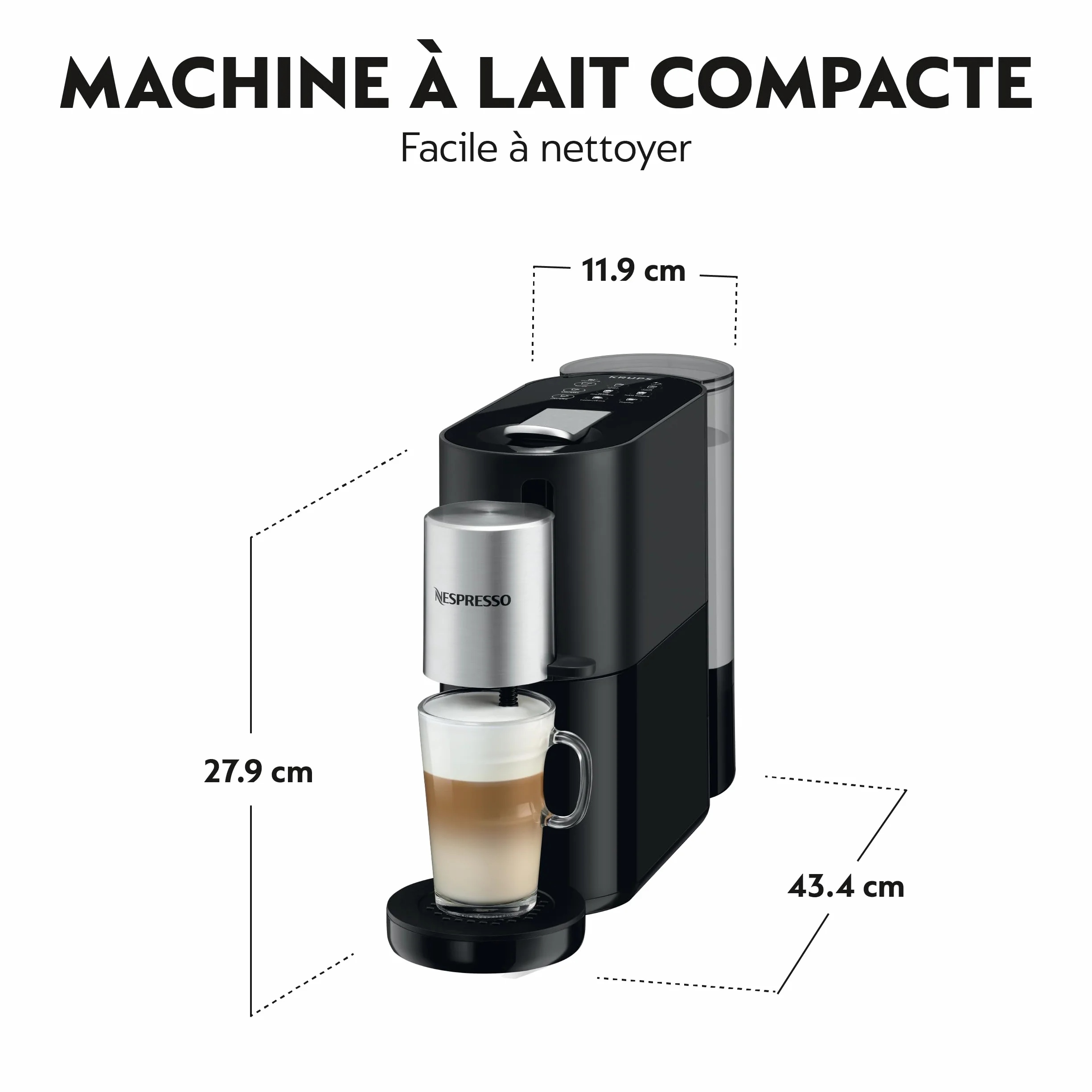 Nespresso Krups Machine à Café Atelier, 19 Bars + Kit de Bienvenue, Design Moderne, Expresso, Lungo et Recette Lactées, Arrêt Automatique, YY4355FD