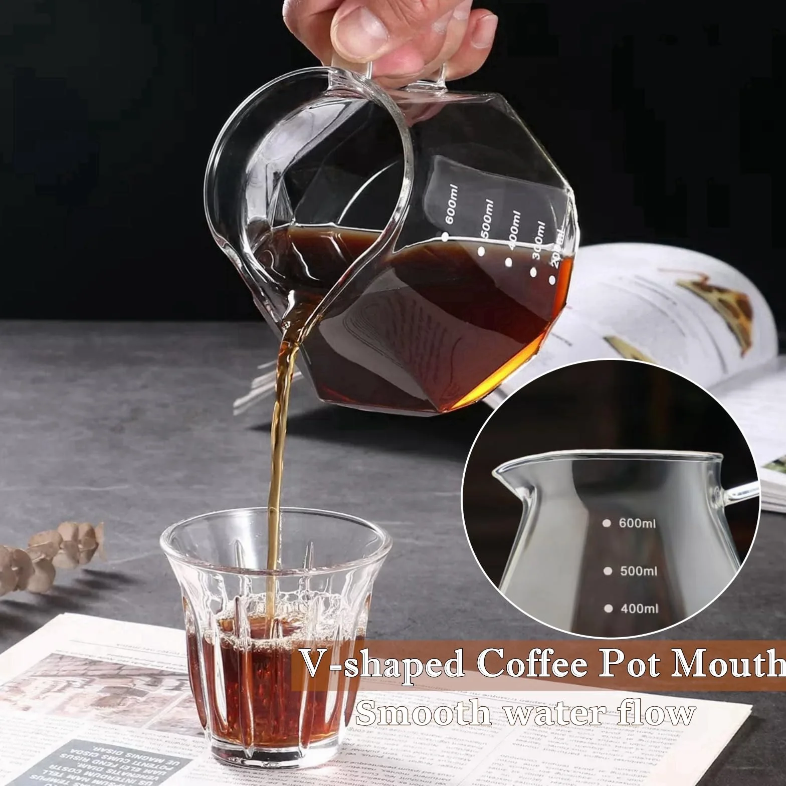 Lot de 50 cafetières en verre borosilicate avec couvercle et filtres en papier - Poignée en noyer