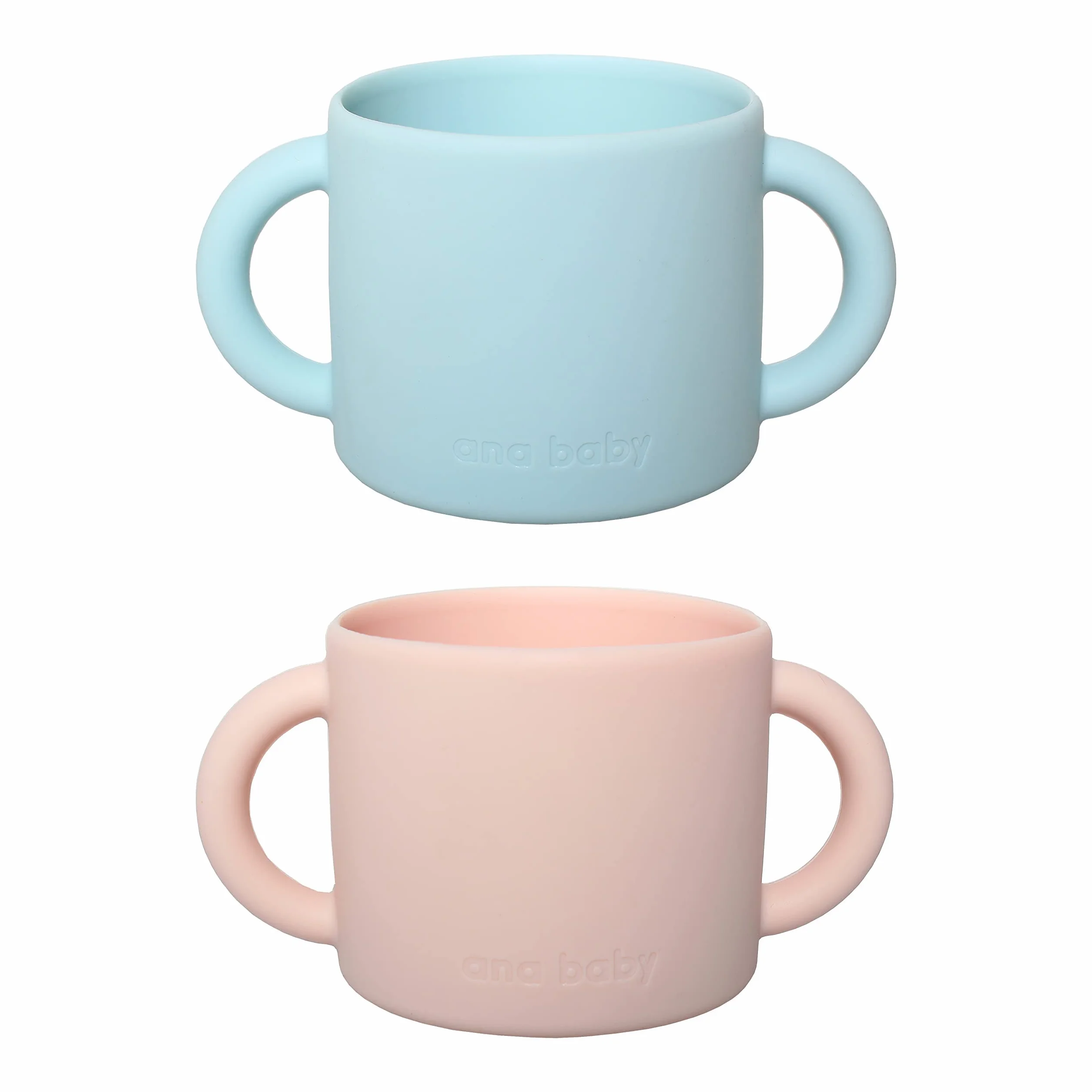 Ana Baby Lot de 2 Gobelets en Silicone à Double Main pour Bébés, Sans BPA