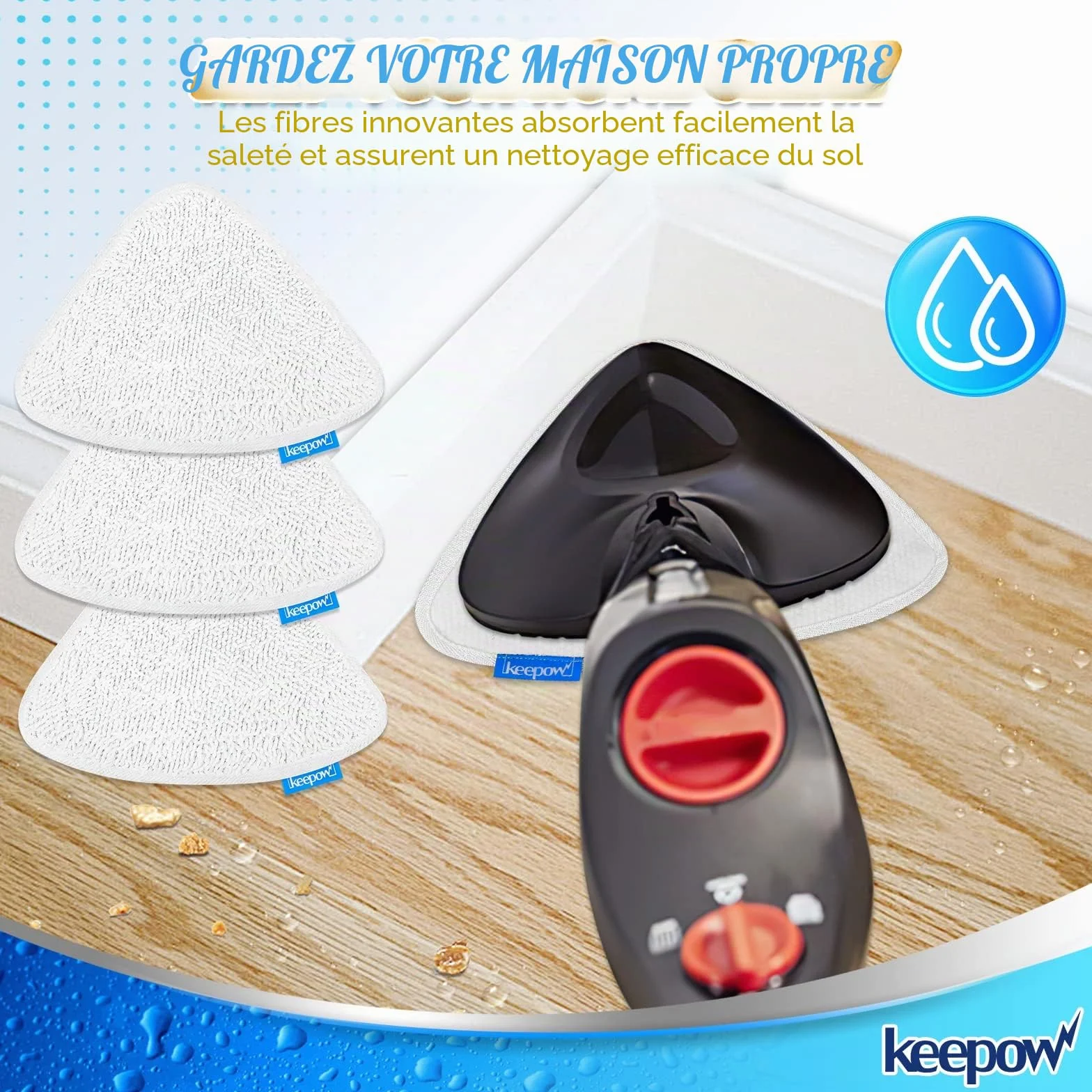 KEEPOW 5 PCS Recharge Balai Vapeur Housse de Lingette Compatible Nettoyeur Vapeur Steam Plus