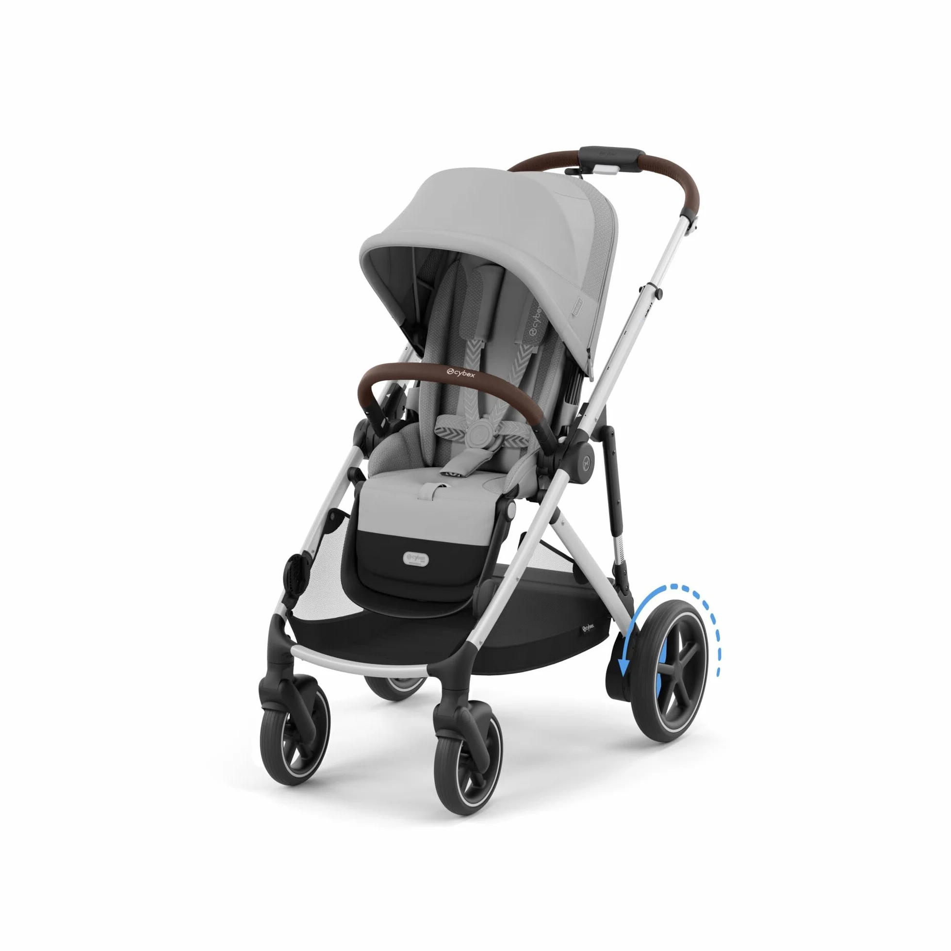 CYBEX Poussette Gold e-GAZELLE S, Système tout-en-1 avec propulsion électrique, 22 kg, Gris pierre