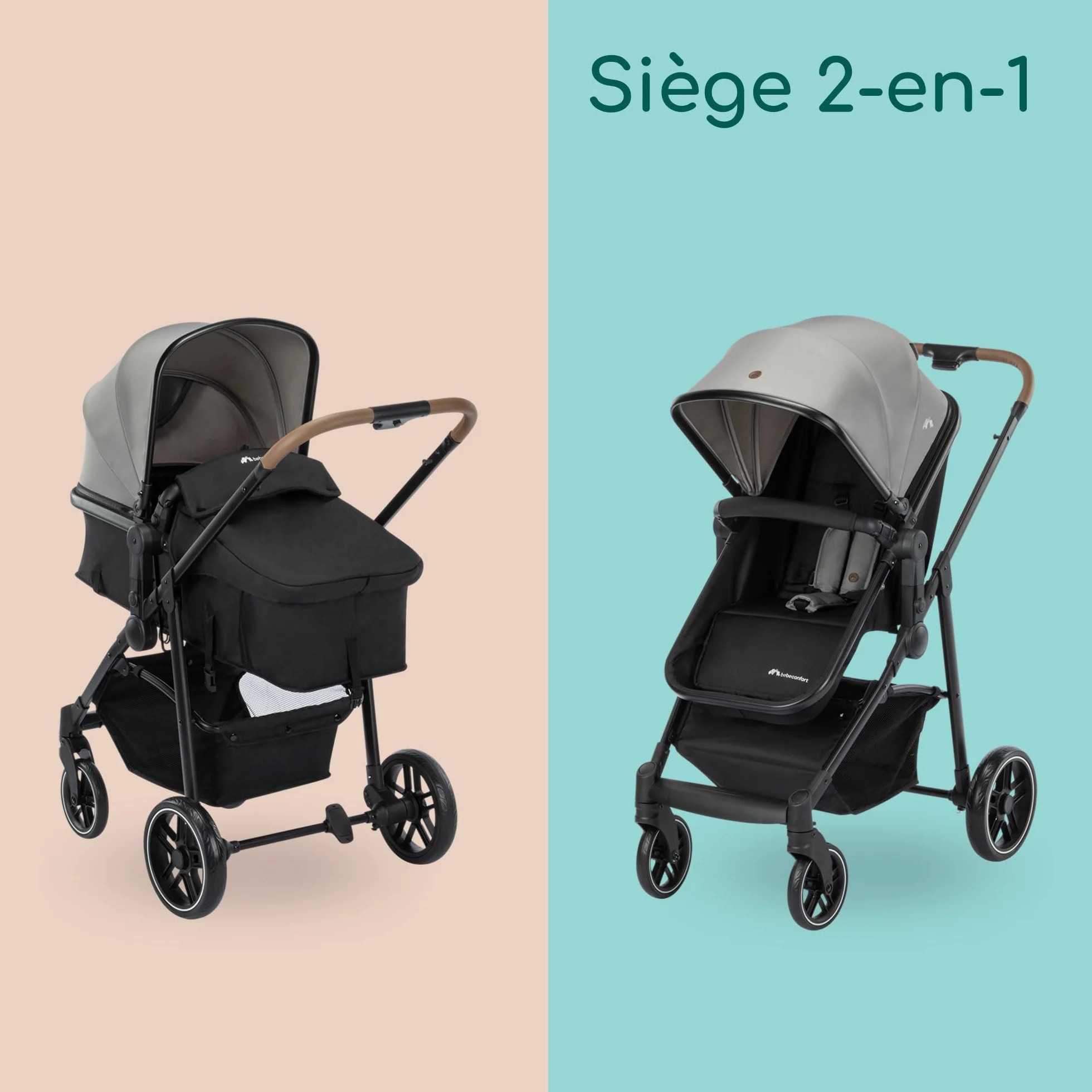Bebeconfort Haze Trio Lux Poussette 3-en-1 i-Size 0-4 ans 22 kg Pliage Compact Tinted Grey