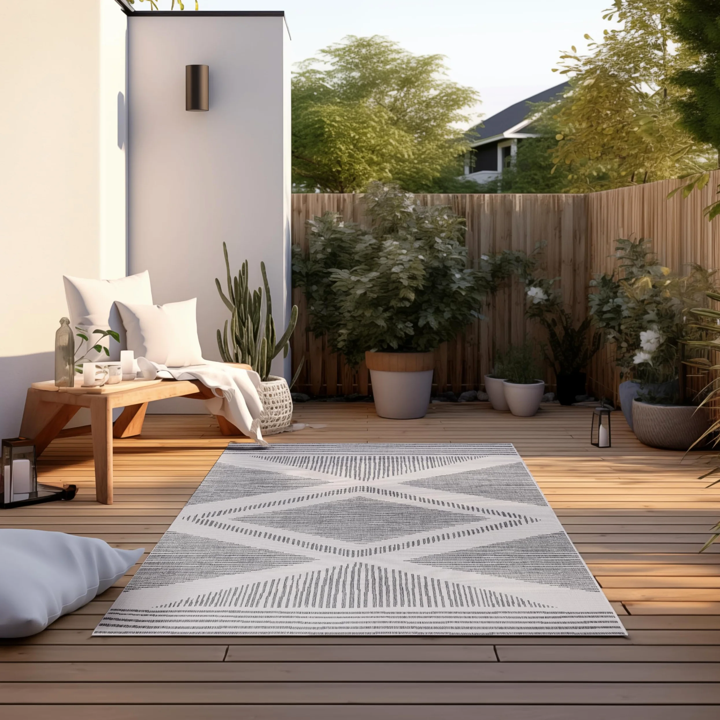 Elle Decoration Tapis réversible pour l'intérieur et l'extérieur - Résistant aux intempéries et imperméable - Motif Moderne à Losanges - Motif géométrique - Tapis d'extérieur pour Jardin, Balcon,