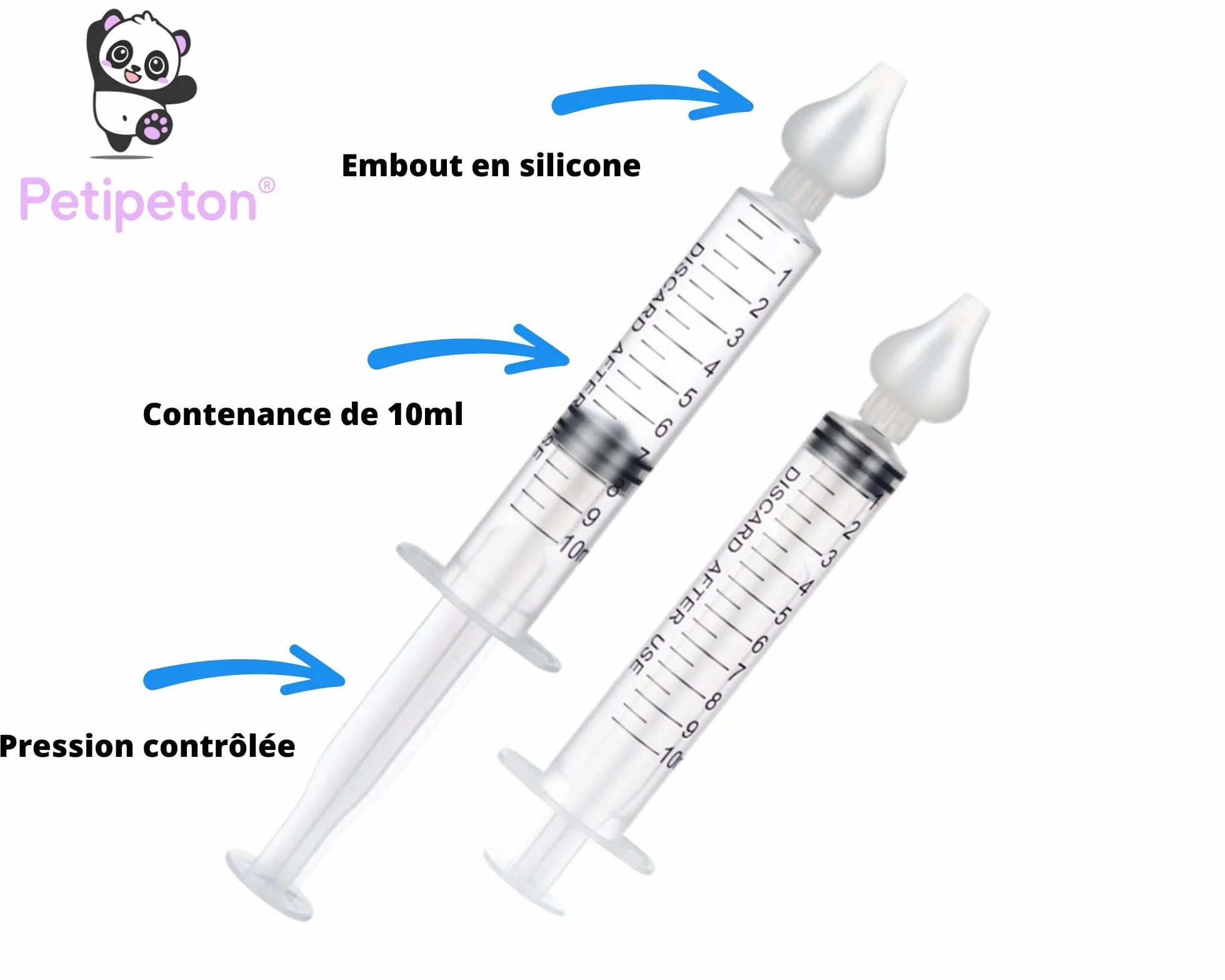Seringue Nasale Bébé Lot de 2 - Dispositif de Rinçage Nasal - Nettoyeur Nez Irrigation Nasale Sans BPA