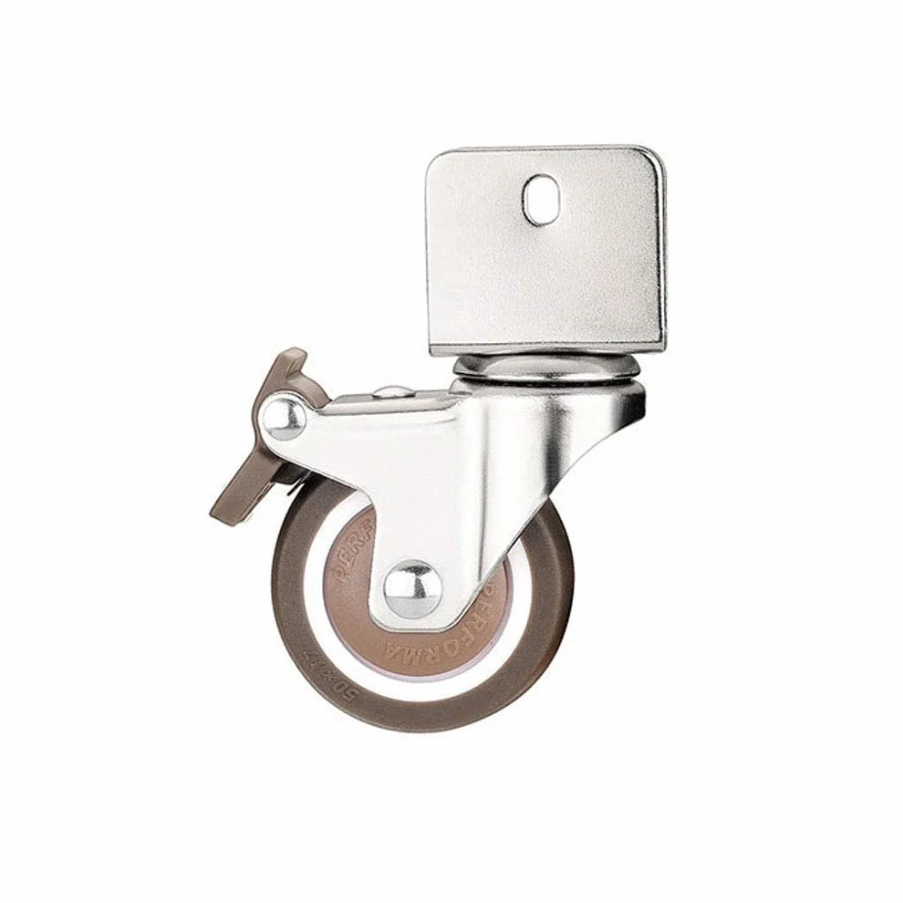 Support en U Chromé Roulettes Pivotantes 50mm Roues Caoutchouc 360° Charge 90KG 4 Pièces