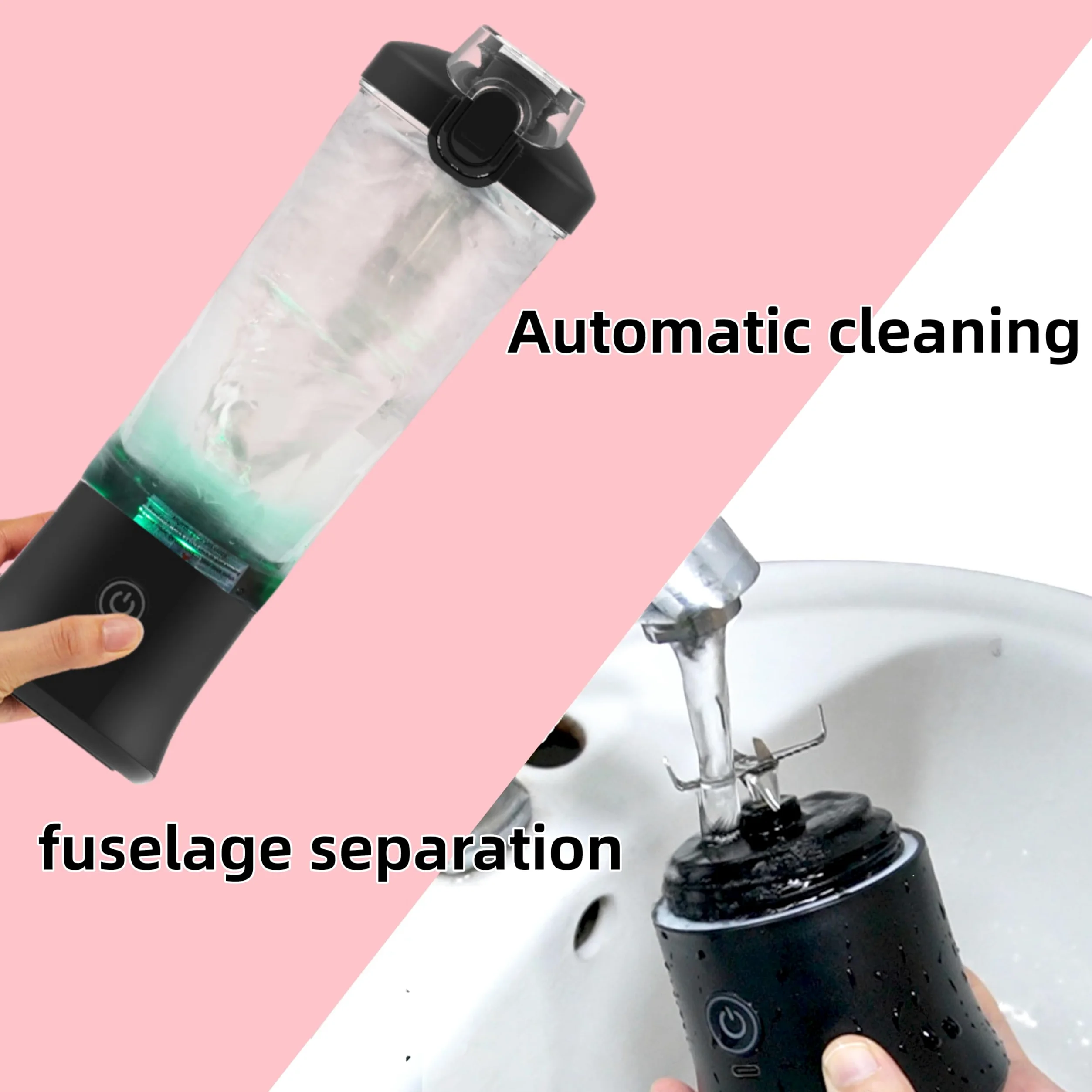 Mélangeur de jus frais portable, mélangeur à portion unique, pour milkshakes et smoothies, machine pour cuisine, bureau, salle de sport, 4000 mAh (noir)