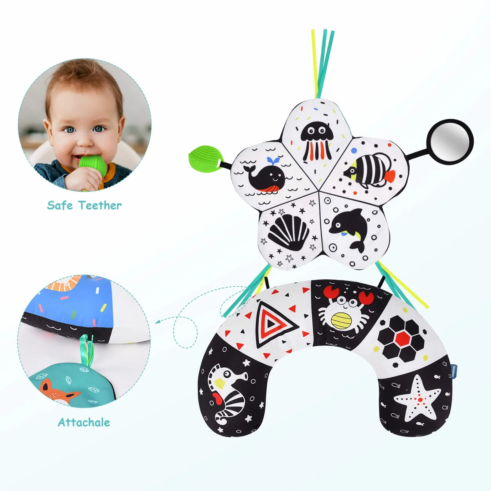 Vicloon Coussin interactif pour bébé Jeu Sur le Ventre Et Assis 0-6 Mois Développement Muscles