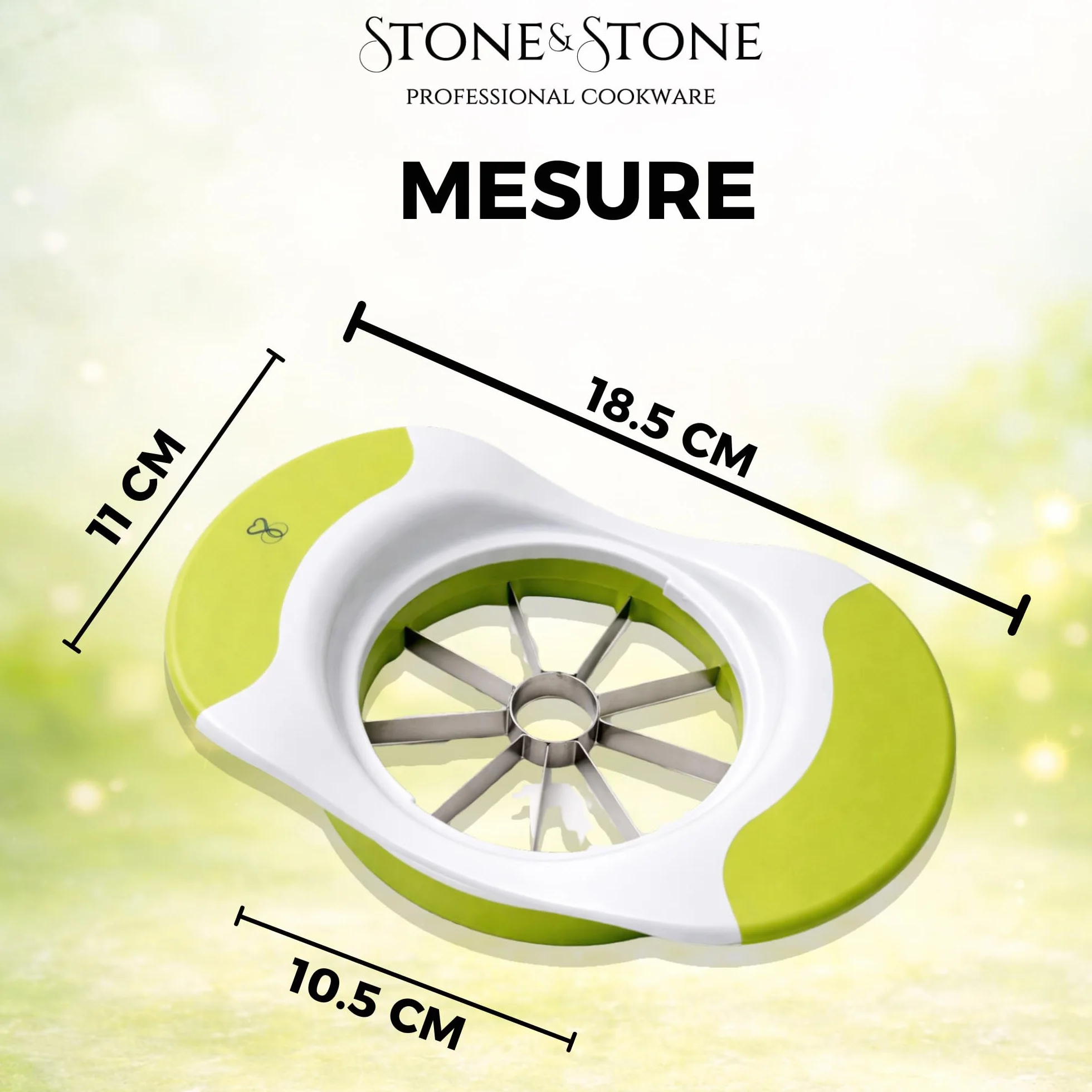 Stone&Stone Coupe Pomme Inox Professionnel 8 Lames Acier Inoxydable Éplucheur Levier Anti Trognon Trancheuse Fruits 8 Morceaux