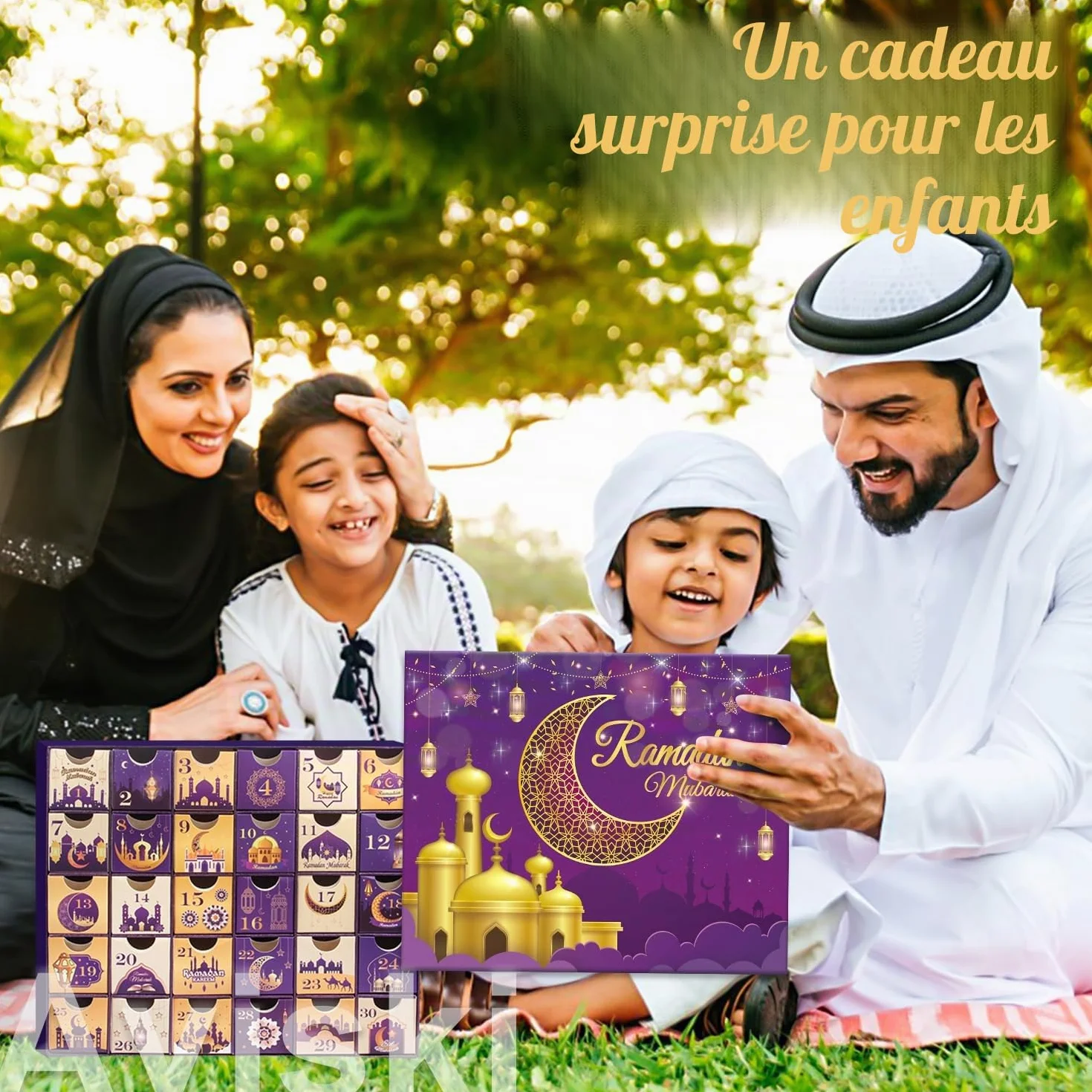 Calendrier de l'avent Ramadan 30 boîtes vides Compte à rebours Eid Mubarak Violet