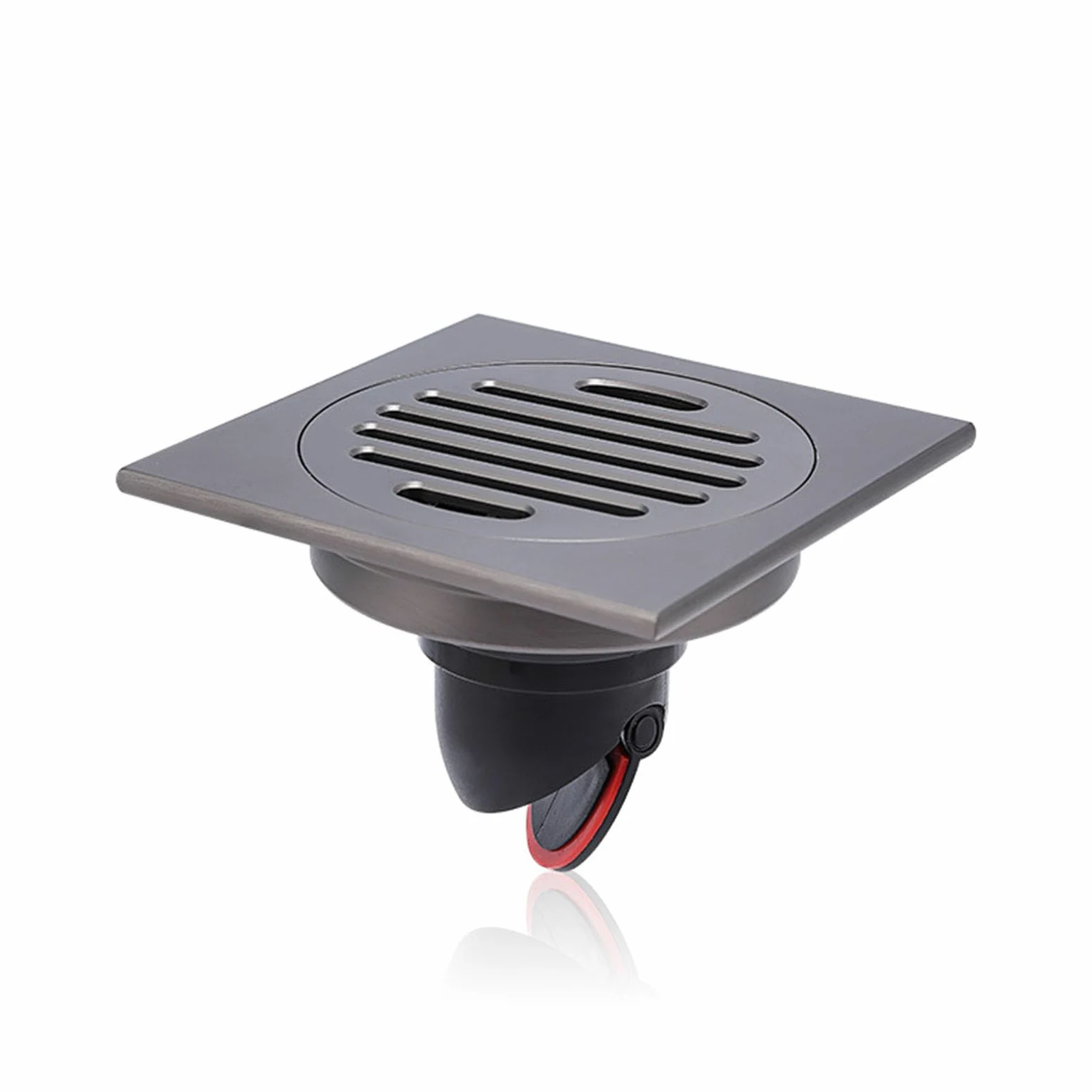 Siphon De Sol Carré 3,93 inch, Siphon Douche Droit Anti-odeurs en Laiton avec Grille Amovible Et Filtre À Cheveux pour Machine À Laver, Salle De Bain, Douche,3.93 in x 3.93 in,M