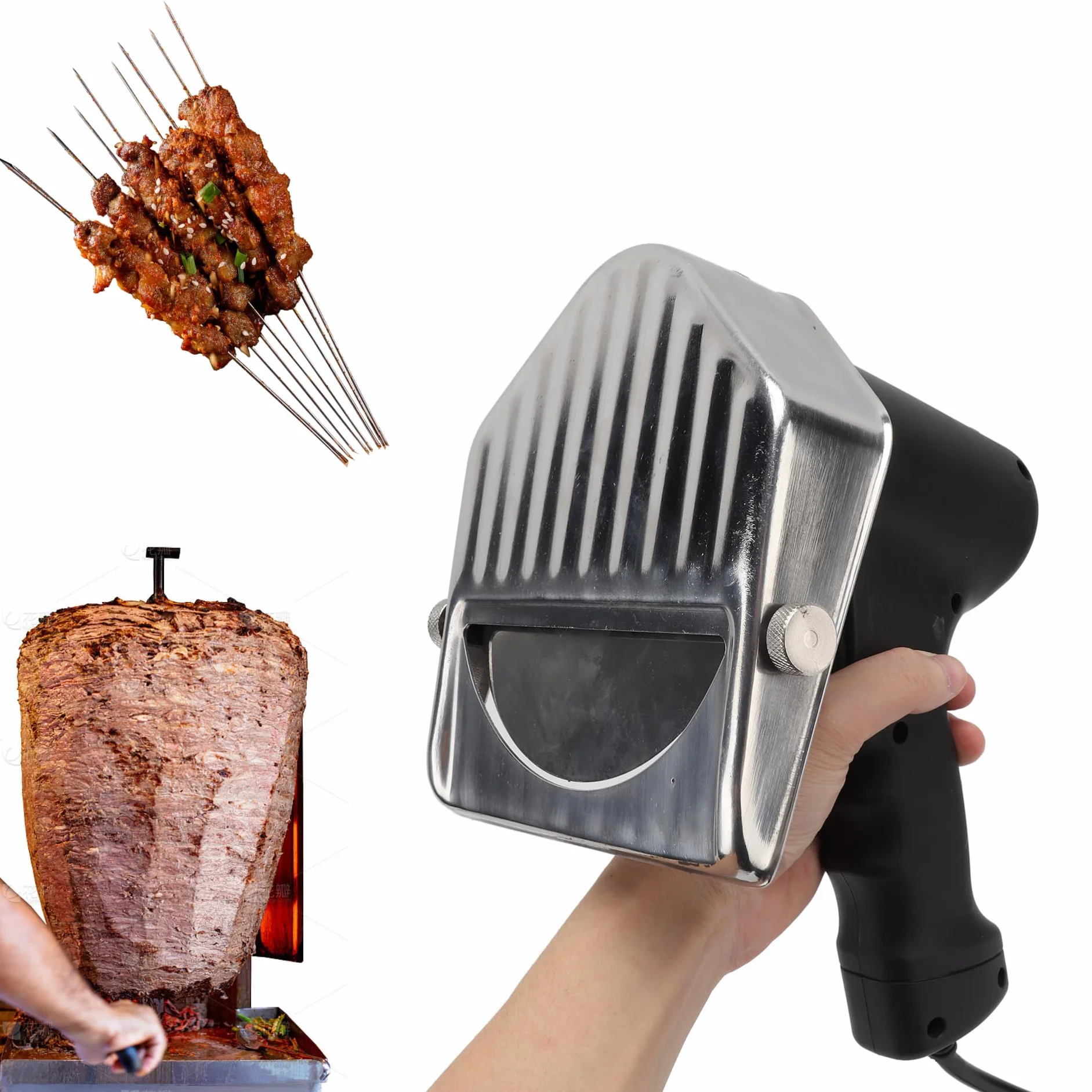 Topyond Couteau à Kebab électrique 80W, épaisseur Réglable, 110-220V