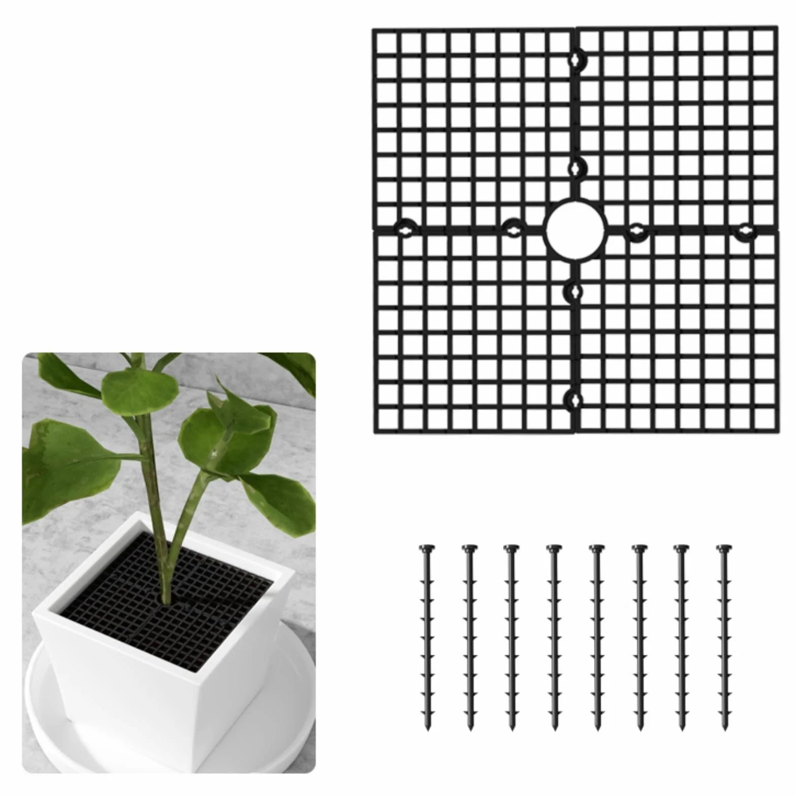 Grille de Protection pour Pot de Fleurs Rond 30 cm Noire Découpable