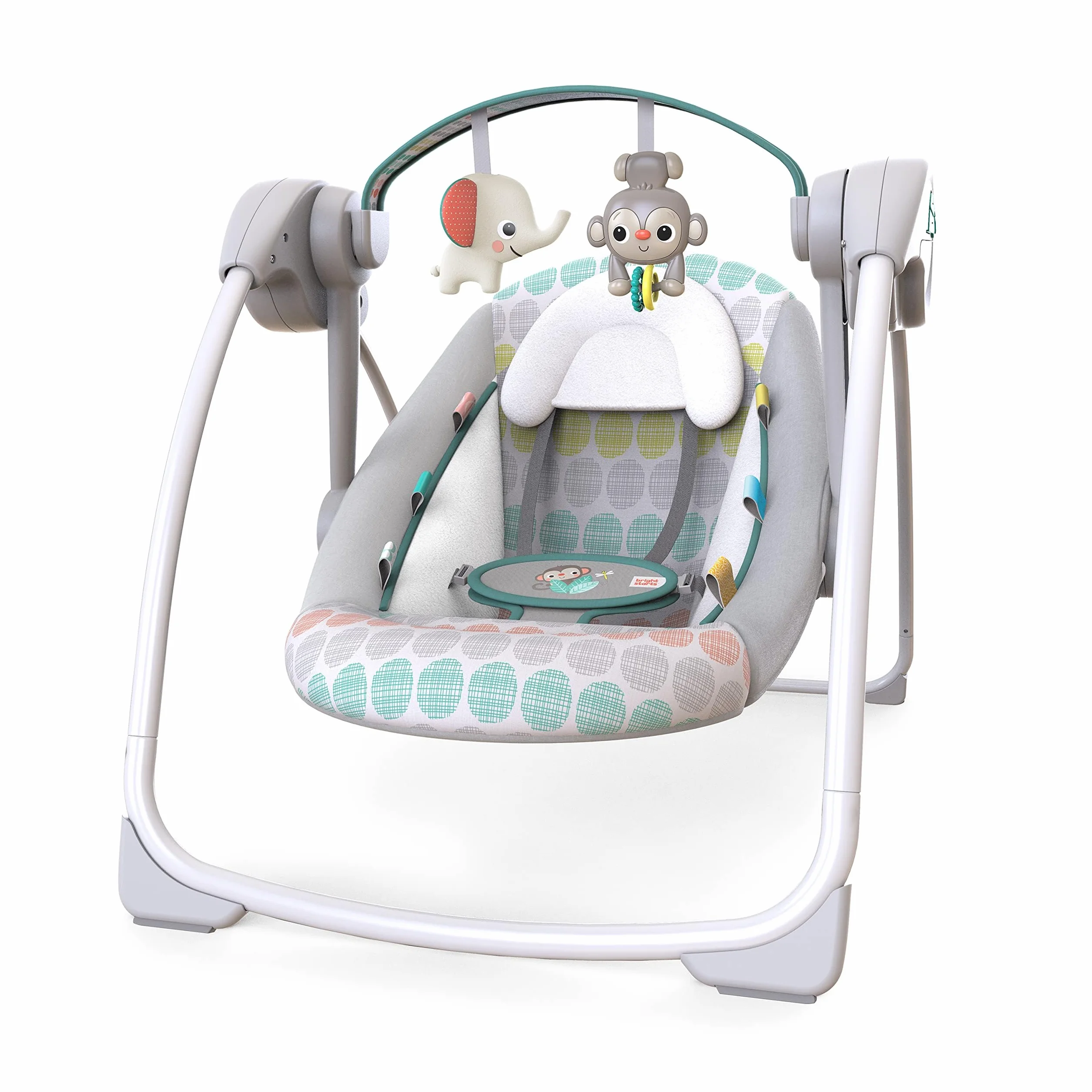 Bright Starts Balancelle Compacte Whimsical Wild 6 vitesses balancement arche jeu amovible 2 jouets interactifs multicolore naissance 9 kg