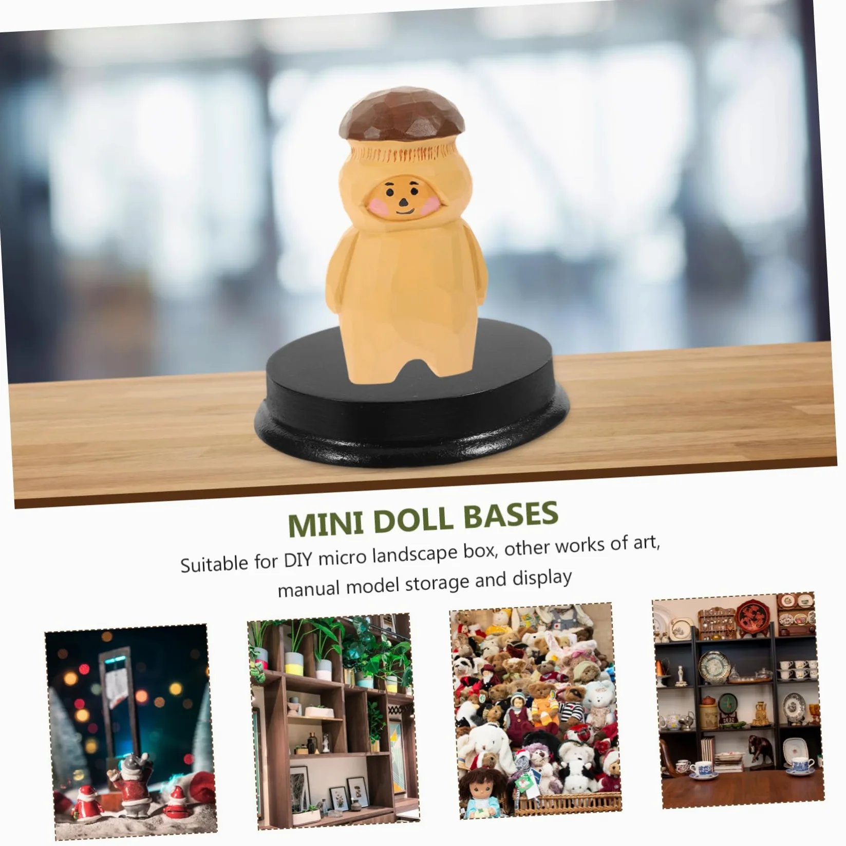 PRETYZOOM 12 Pièces base de - Mini socle pour figurine Base pour figurine petit socle miniature mini bases rondes mini base ronde pour bases de mini-poupées simples Bois