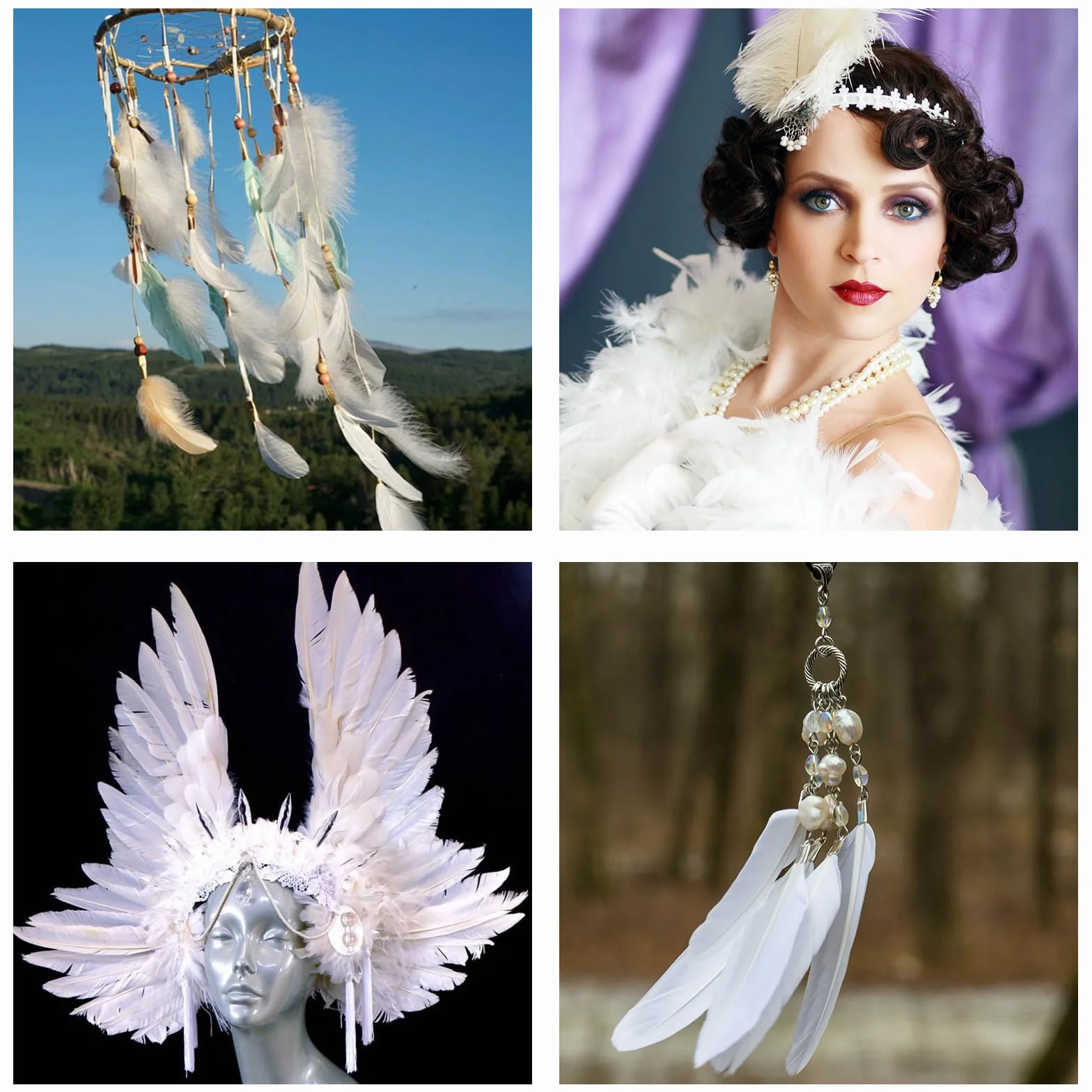 Plumes d'oie Naturelles Noires et Blanches Lot de 200 10-17 cm pour Attrape Rêves Mariages