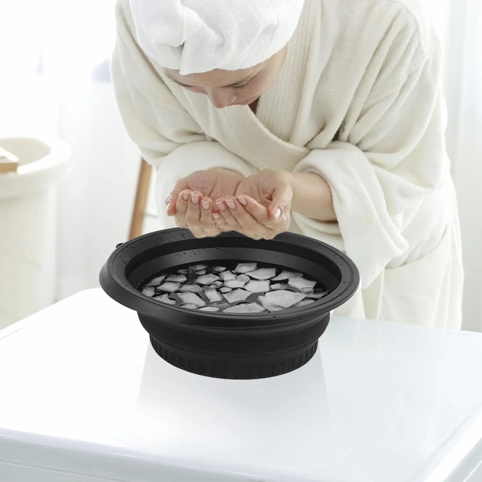 Bol de bain à glace pliable en silicone pour le visage Refroidissement rapide