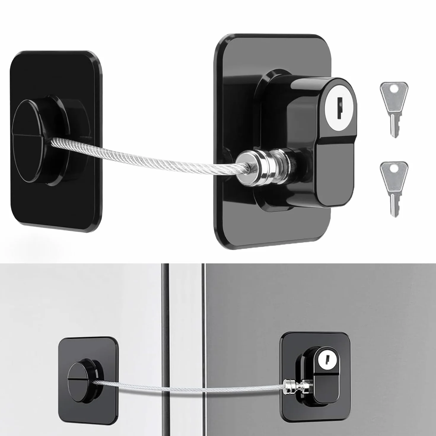 Serrure de réfrigérateur avec clé, sécurité enfants autocollante 2 Pcs