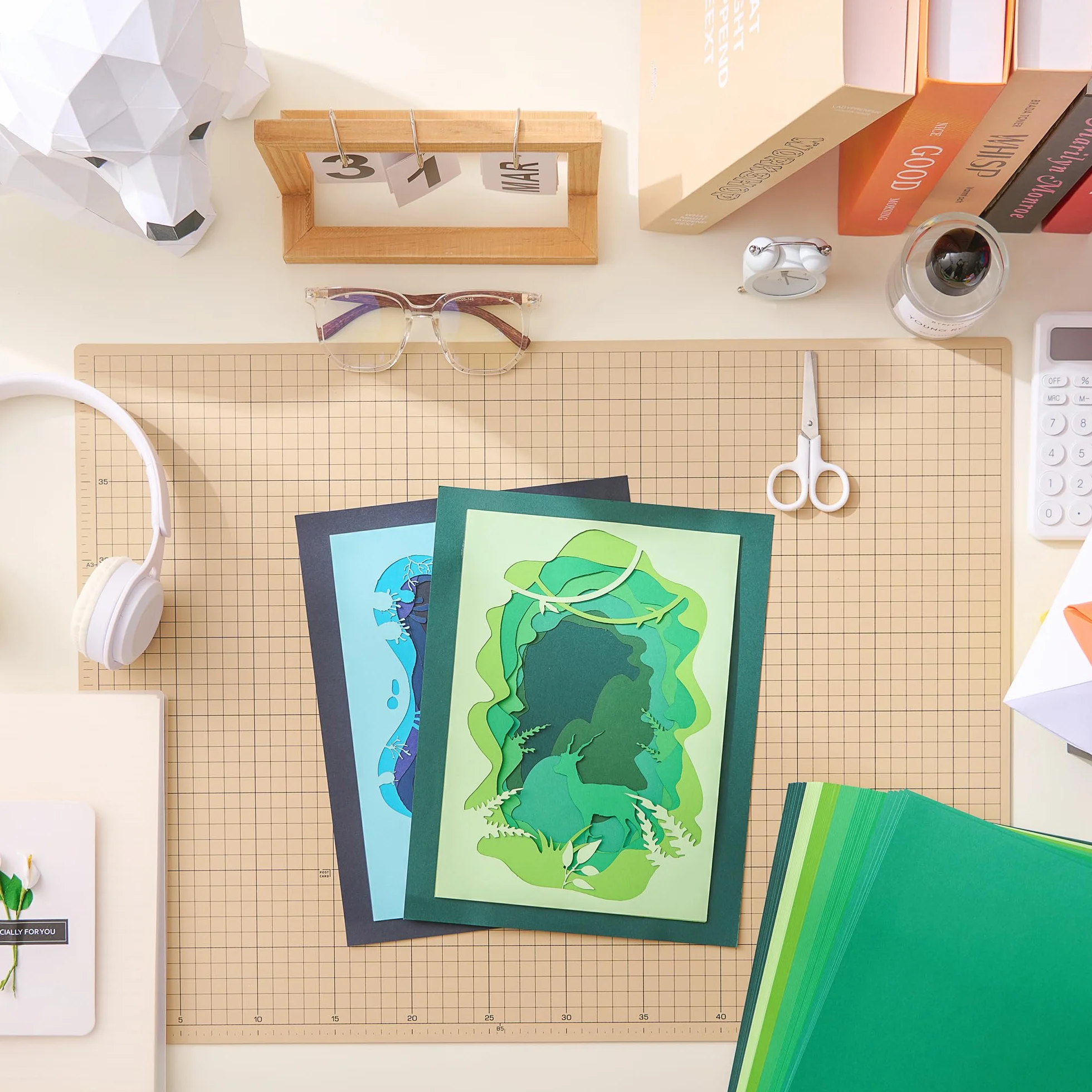 Green Tones 6 Couleurs PAC06MX3 Carton Épais 250g/m² 60 Feuilles