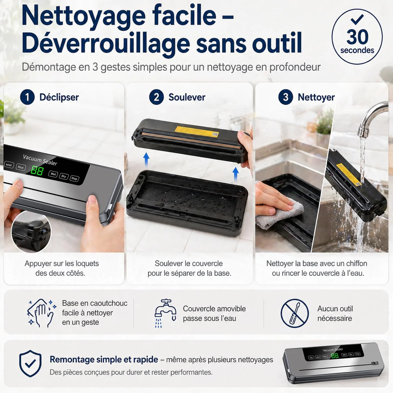Machine Sous Vide Alimentaire 5 en 1 avec 50 Sacs, Mode Humide et Sec