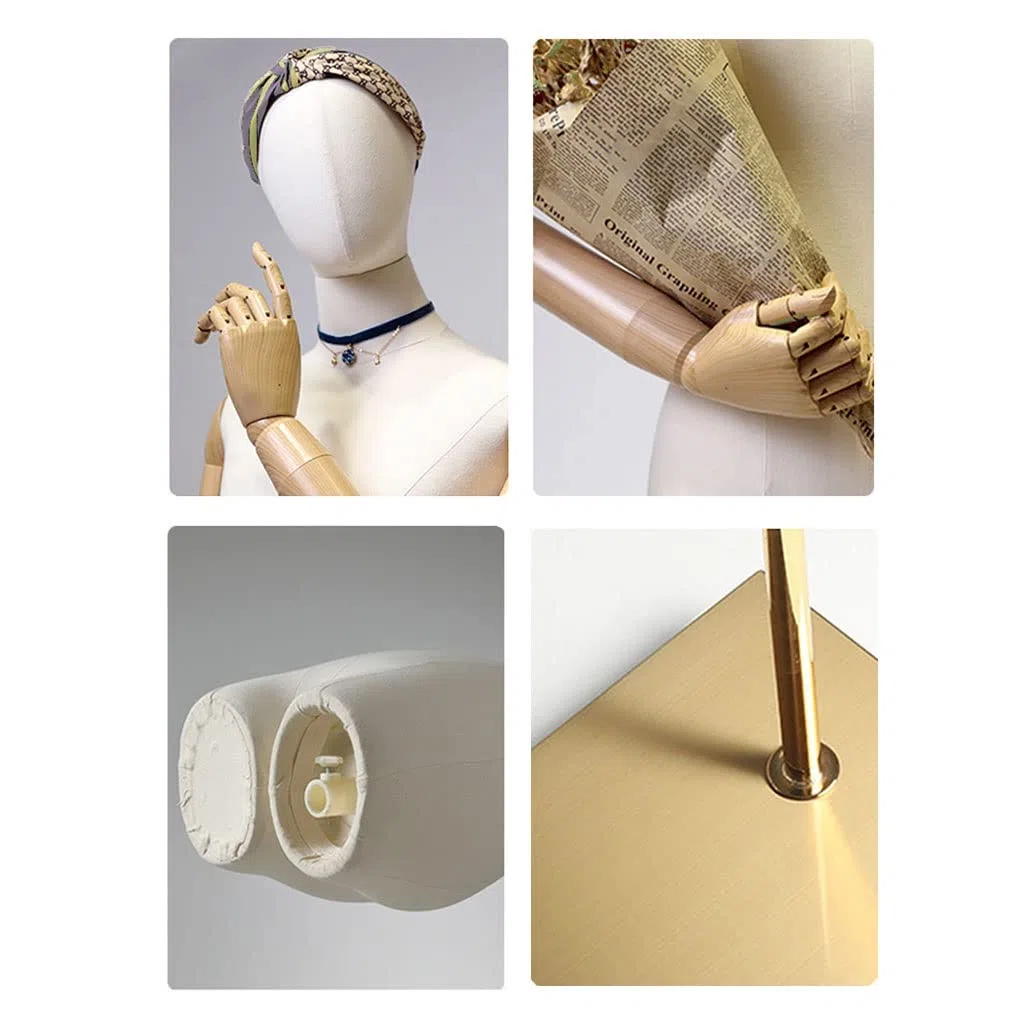 Générique Lot de 3 mannequins de Couture réglables pour Femme avec Bras et tête Amovibles, Hauteur de 150 à 220 cm, pour vêtements, Bijoux, Couture, Base en Bois Massif