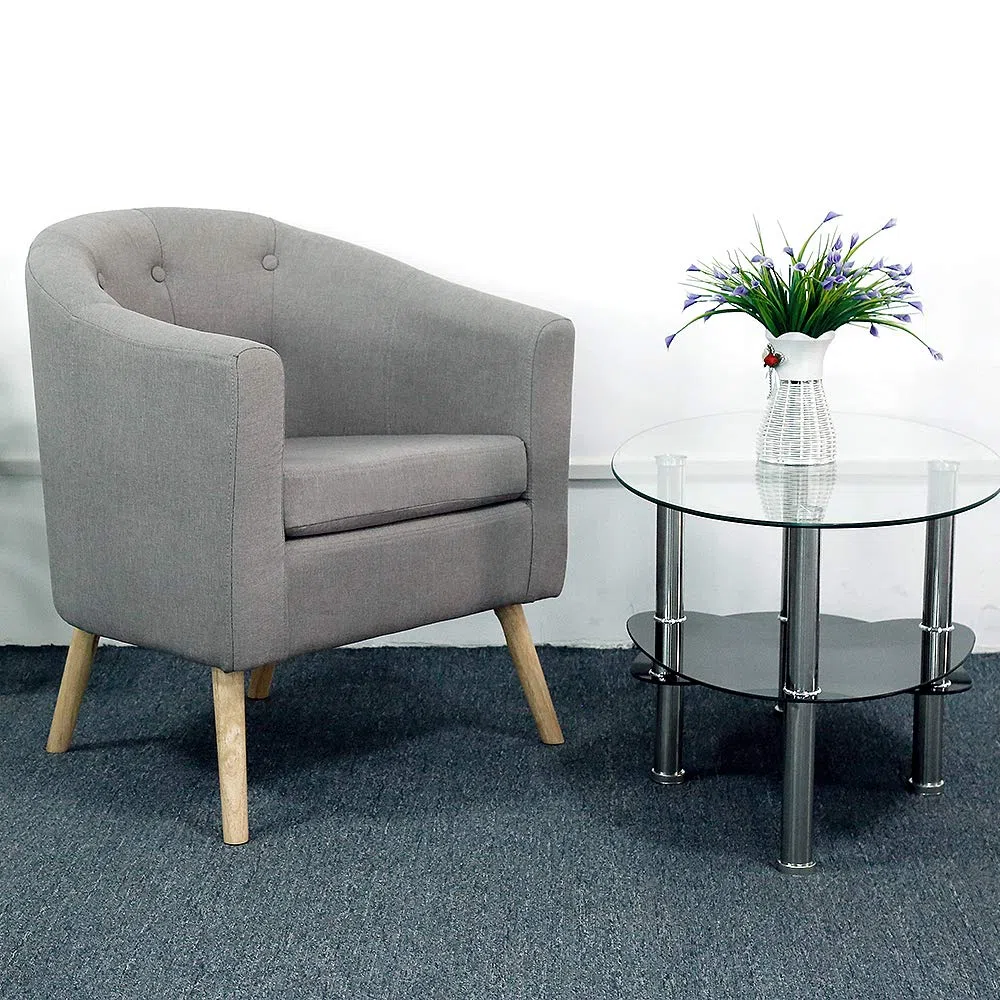 MINGYI Petit Fauteuil Crapaud, Chauffeuse avec Accoudoirs, Fauteuils de Salon 1 Personne, Petit Canapé Rembourrée Épaisse (Gris Clair)
