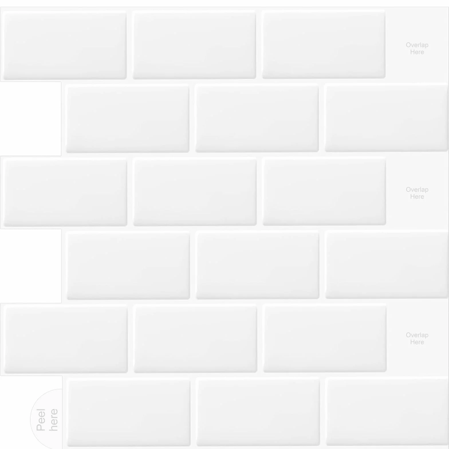Blanc Sticker Carrelage Adhesif Mural 3d Cuisine Salle de Bain 30.5x30.5cm