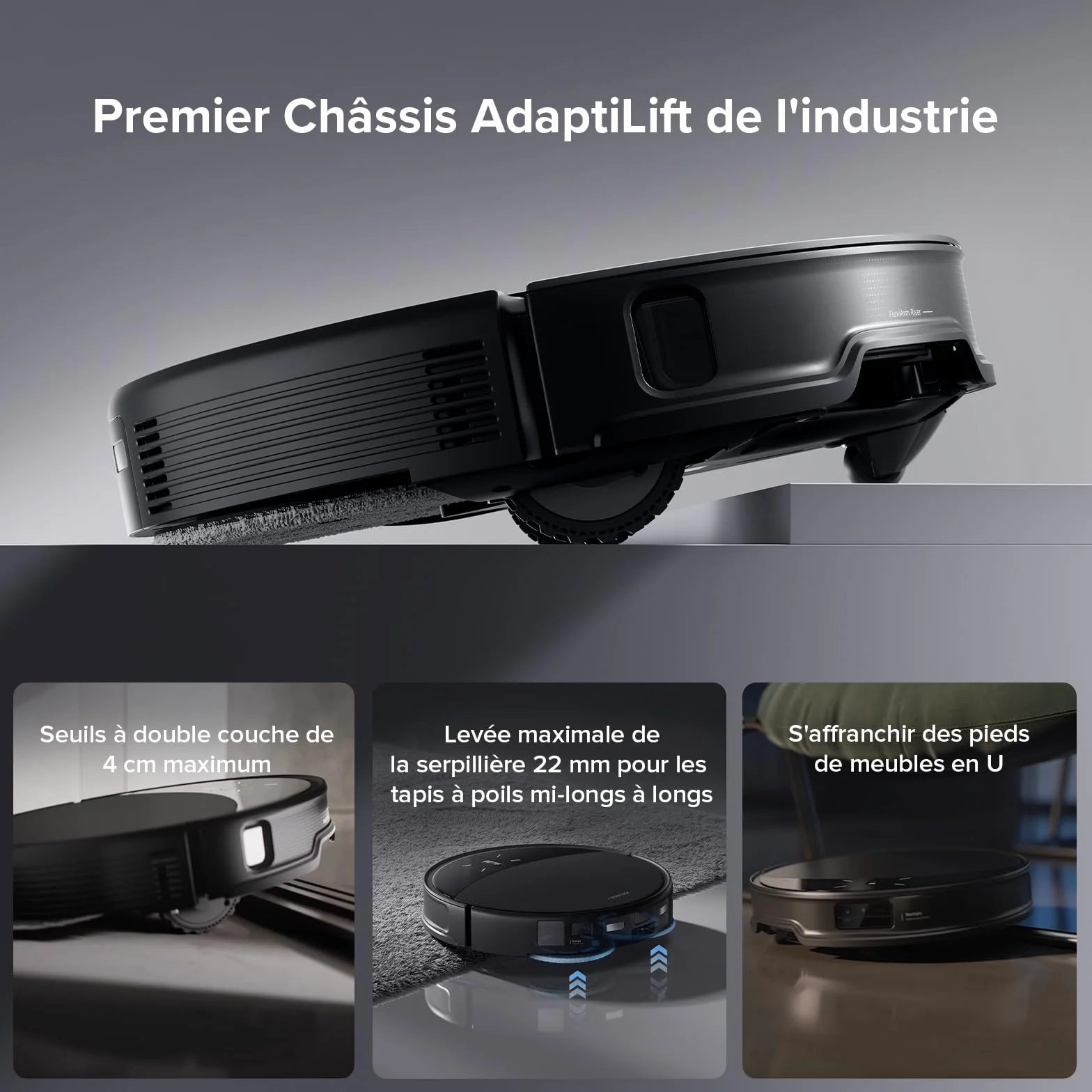 Roborock Saros 10R Robot Aspirateur Brosse Serpillère Relevables Extensibles Triple Système Anti-Enchevêtrement Station 4.0