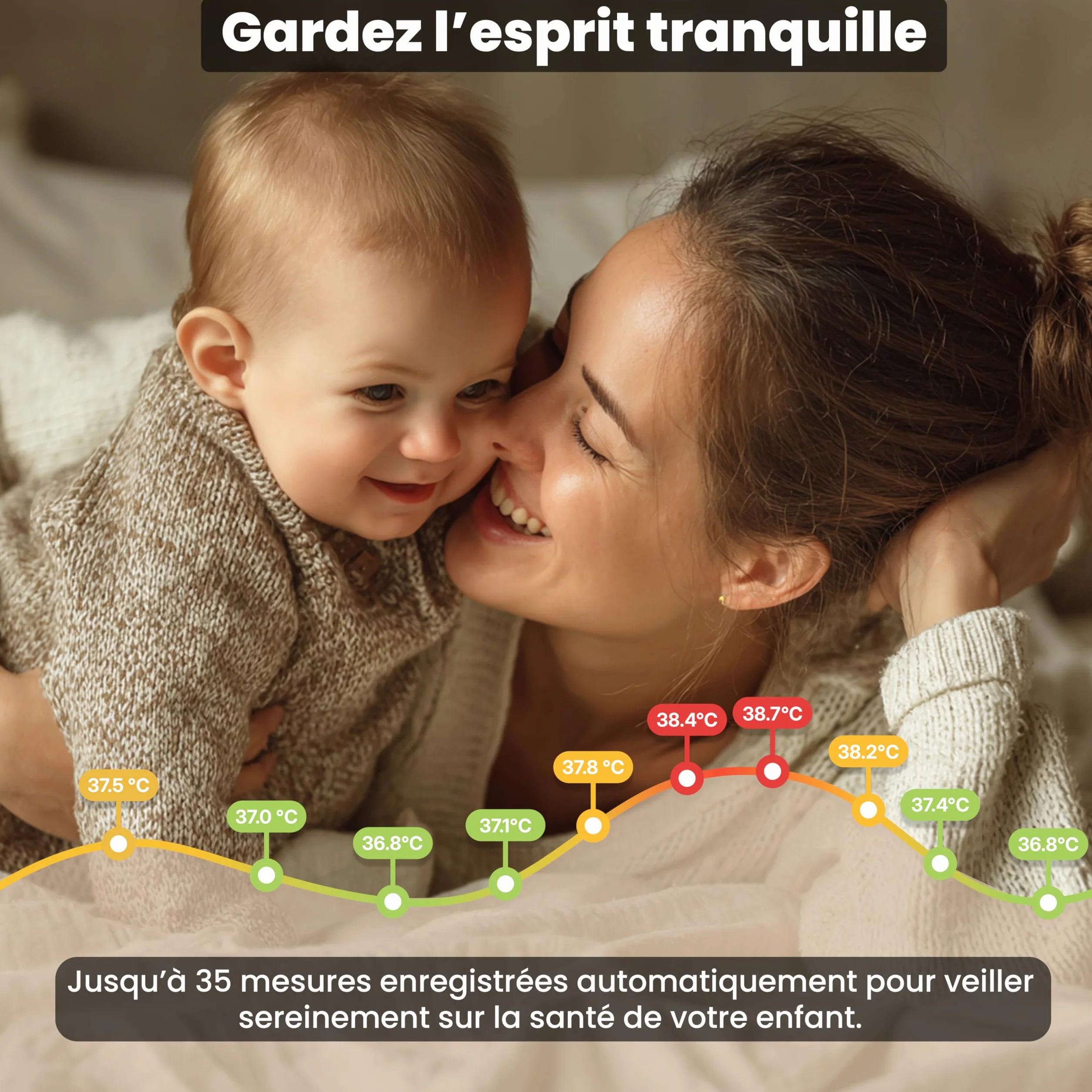 Thermomètre Frontal Bébé Sans Contact & Numérique Oral Rectal – Marque Française – CE Médical