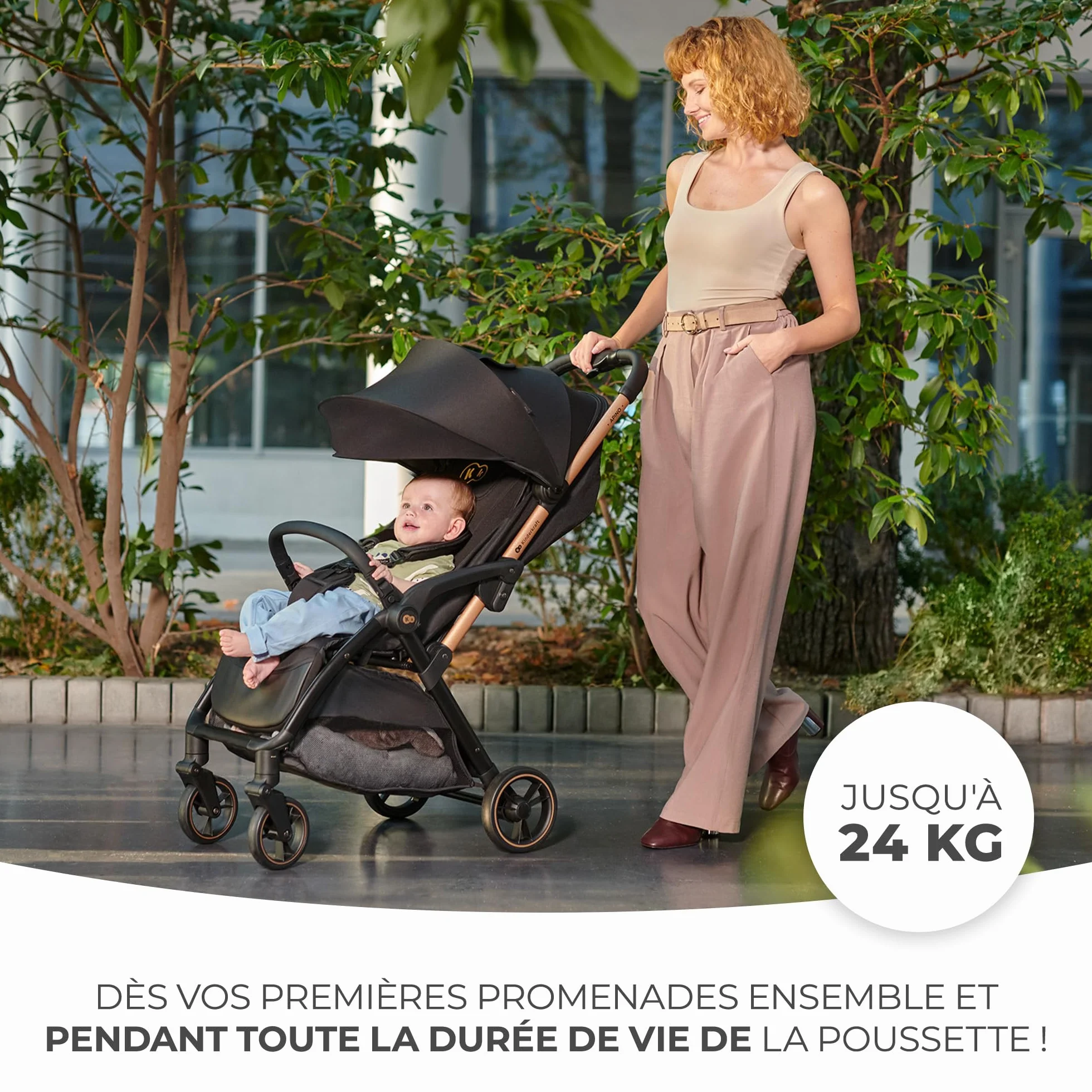 Kinderkraft APINO Poussette Légère 7,5 kg Pliage Automatique Auto Folding Noir