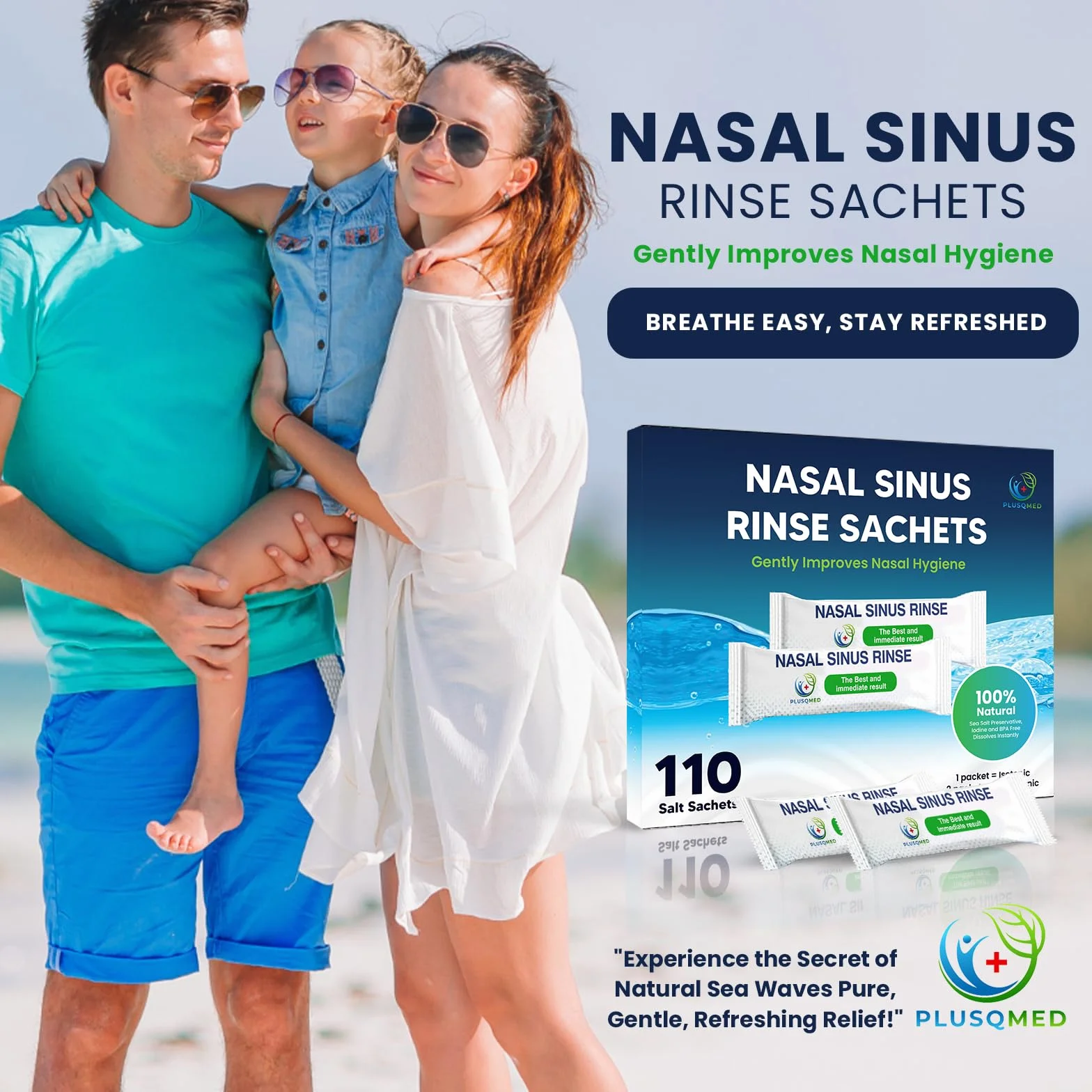 Sachets de rinçage des sinus 110 pièces, pot Neti, sel nasal naturel, compatible 240 ml 300 ml