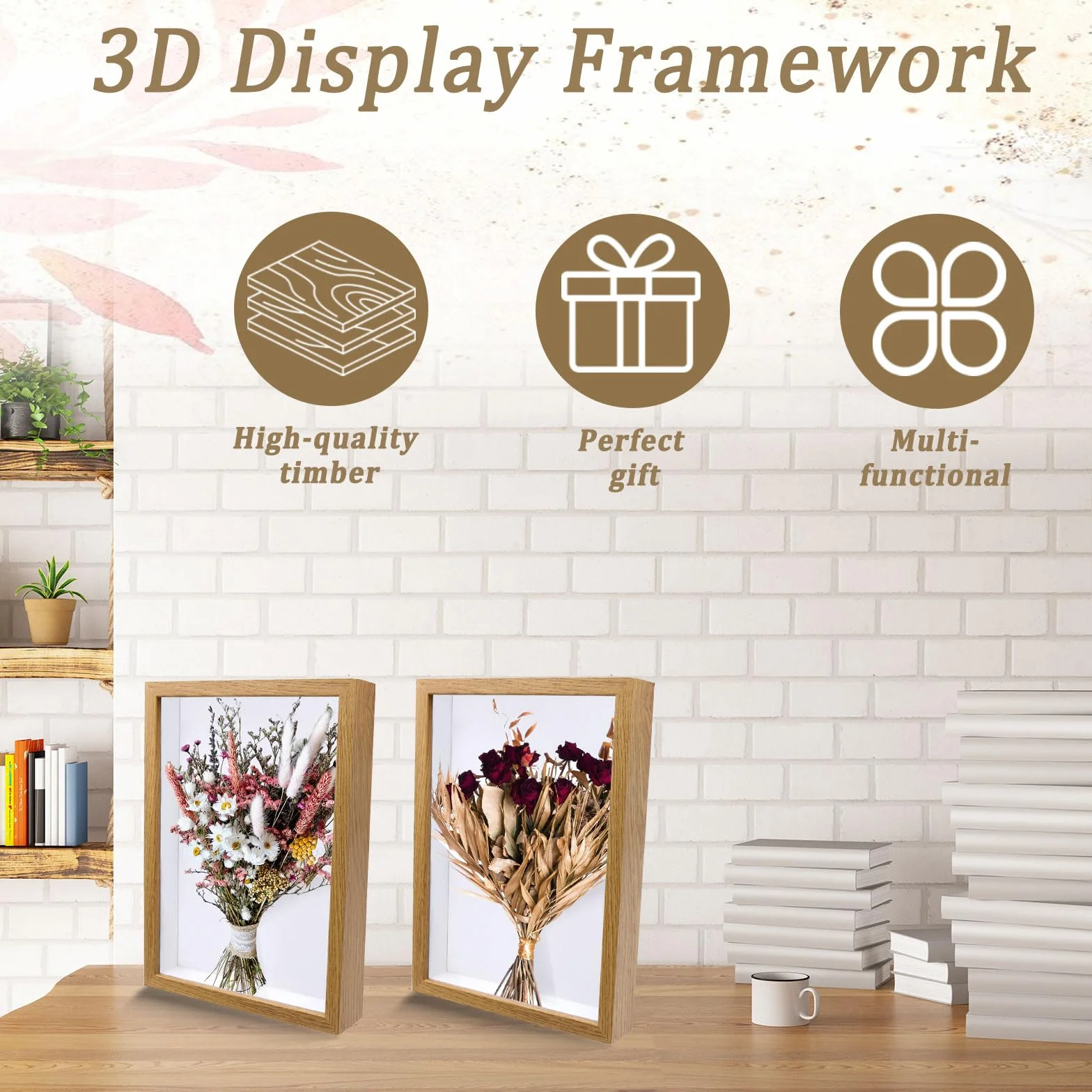 Cadre Profond avec Vitre pour Objet 3D A4 Cadre Photo Remplir Facile Fait Maison Fleurs Séchées Mariage Souvenirs Décoration DIY