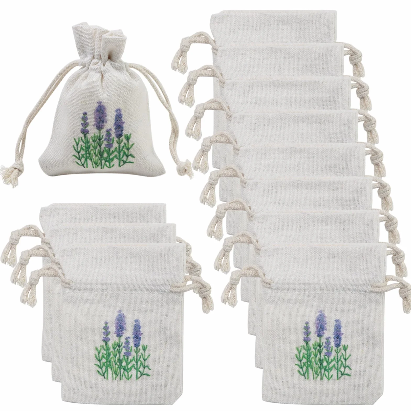 Sachets Lavande Vide Sac de Lavande Parfumés avec Cordon de Serrage Anti Mite pour Armoire Tiroirs 12 Pièces
