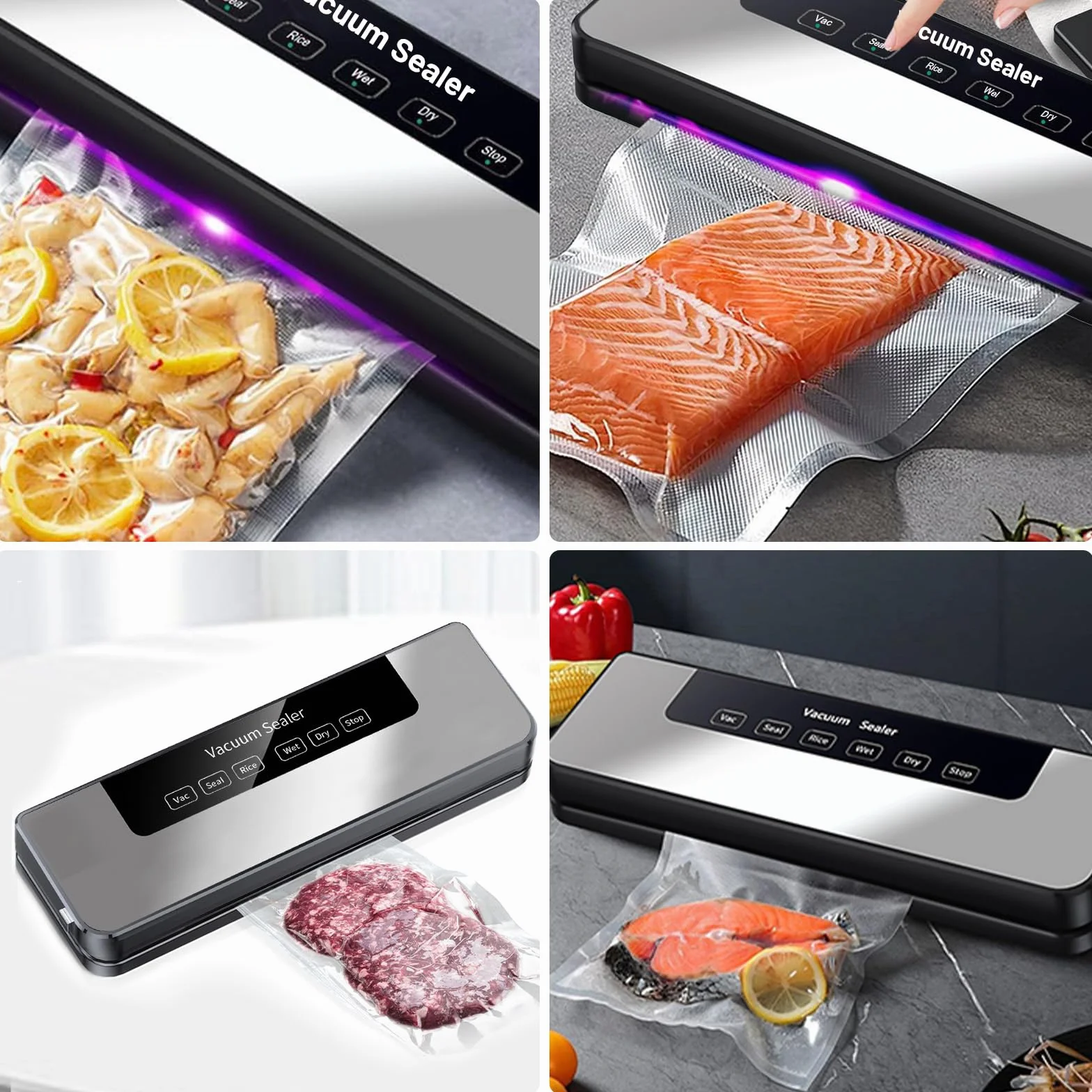 Machine de Mise sous Vide Professionnelle 85kPa, Scelleuse Automatique 4 Modes 700g Compacte, 50 Sacs Inclus