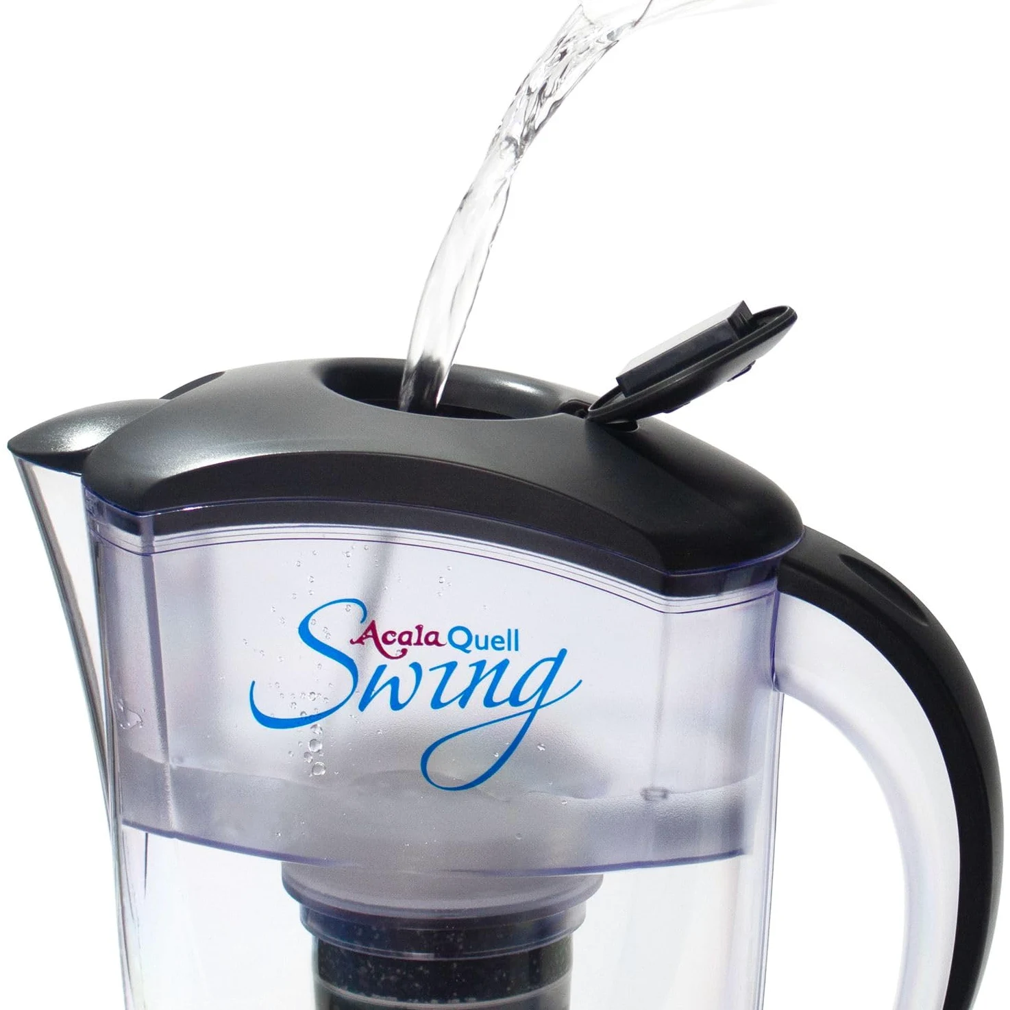 Filtre à eau AcalaQuell Swing carafe filtrante | Anthracite | Très haute performance de filtration | Cartouche filtrante multi-couche | Technologie de PI | Délicieuse dégustation d’une eau saine
