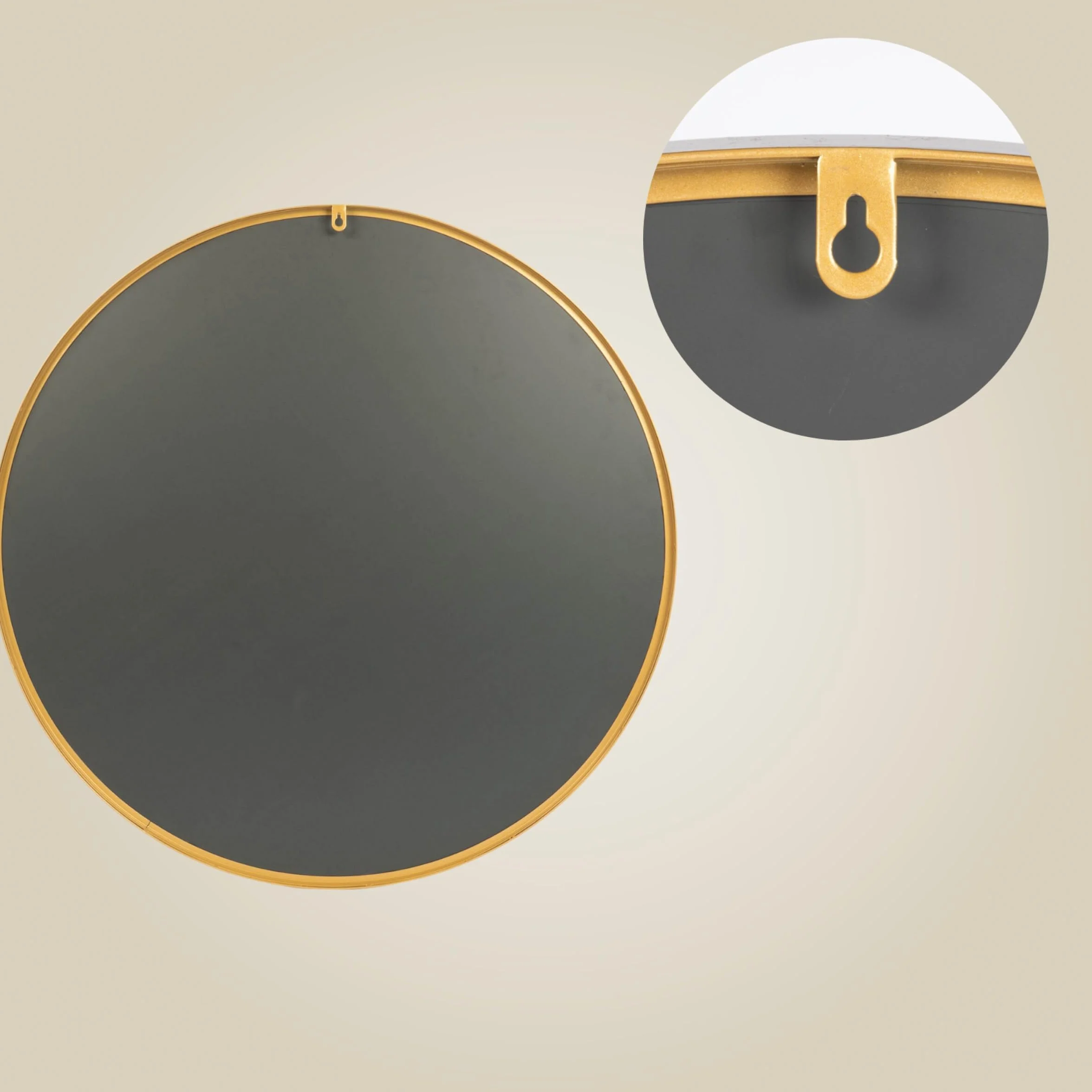 Miroir rond Noor Ø 80 cm doré cadre en métal
